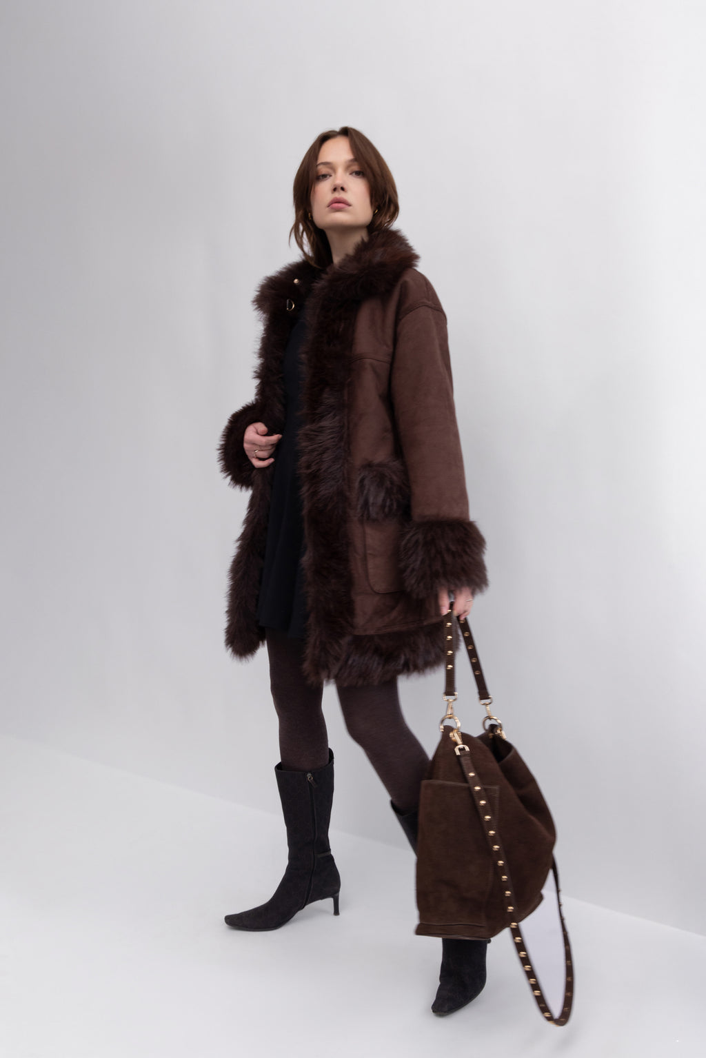 Reversible Duo Coat with Detachable Hood in Choc