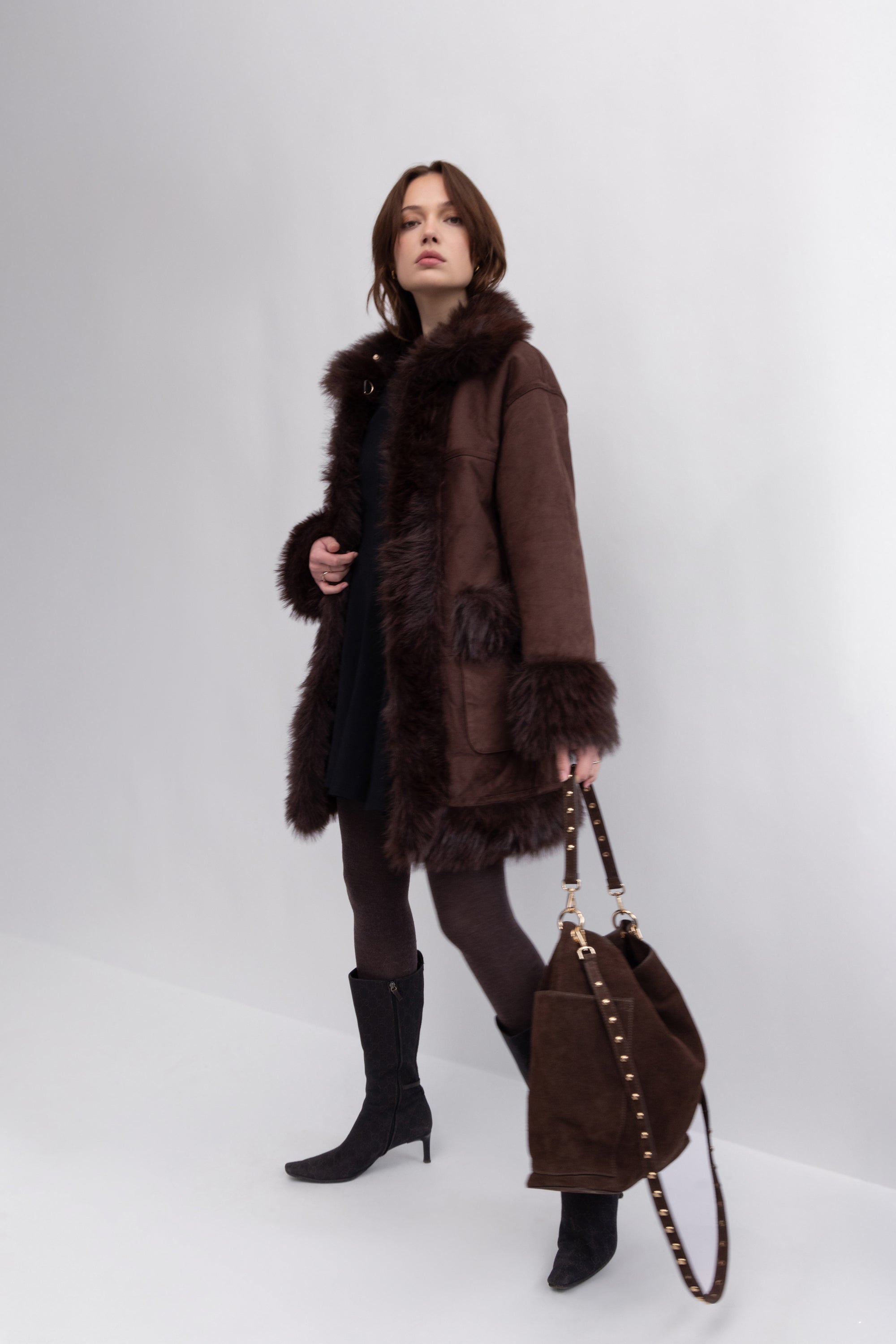 Reversible Duo Coat with Detachable Hood in Choc