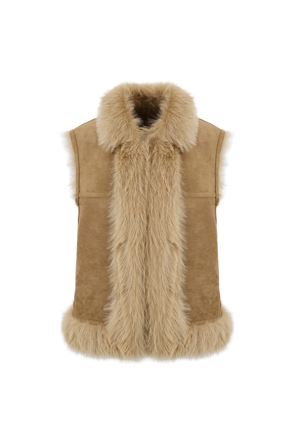 Reversible Faux Fur Gilet in Caramel