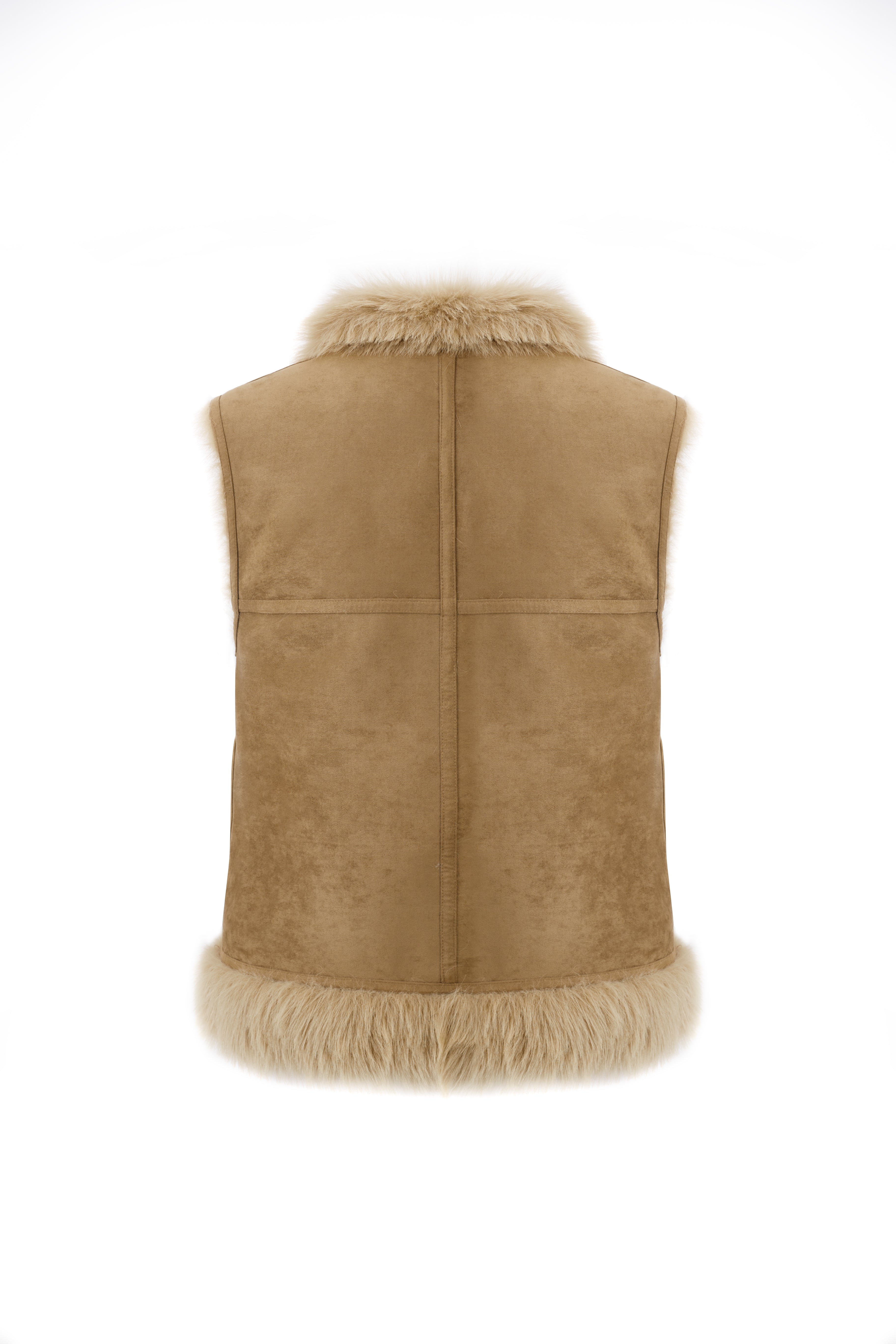 Reversible Faux Fur Gilet in Caramel