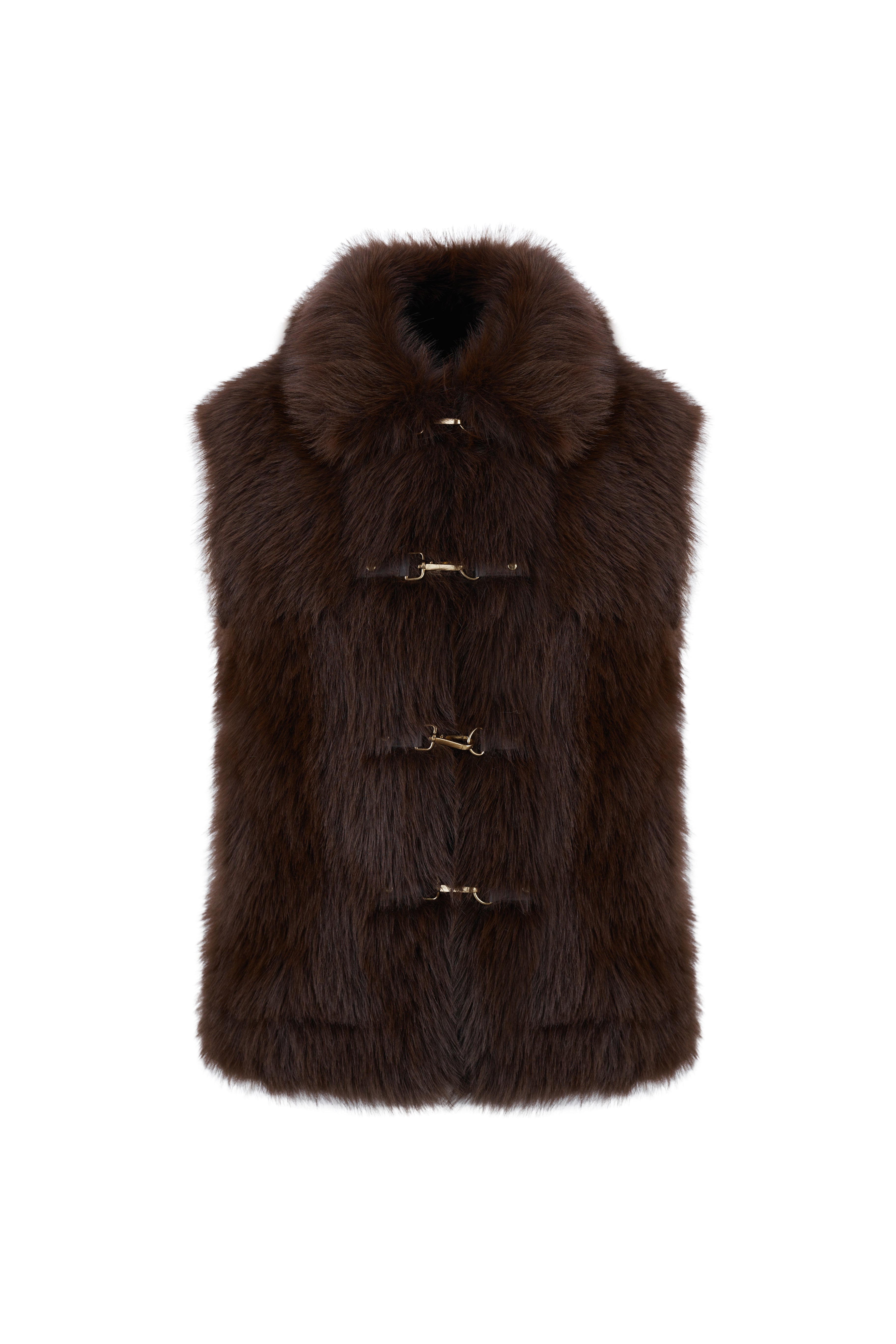 Reversible Faux Fur Gilet in Choc