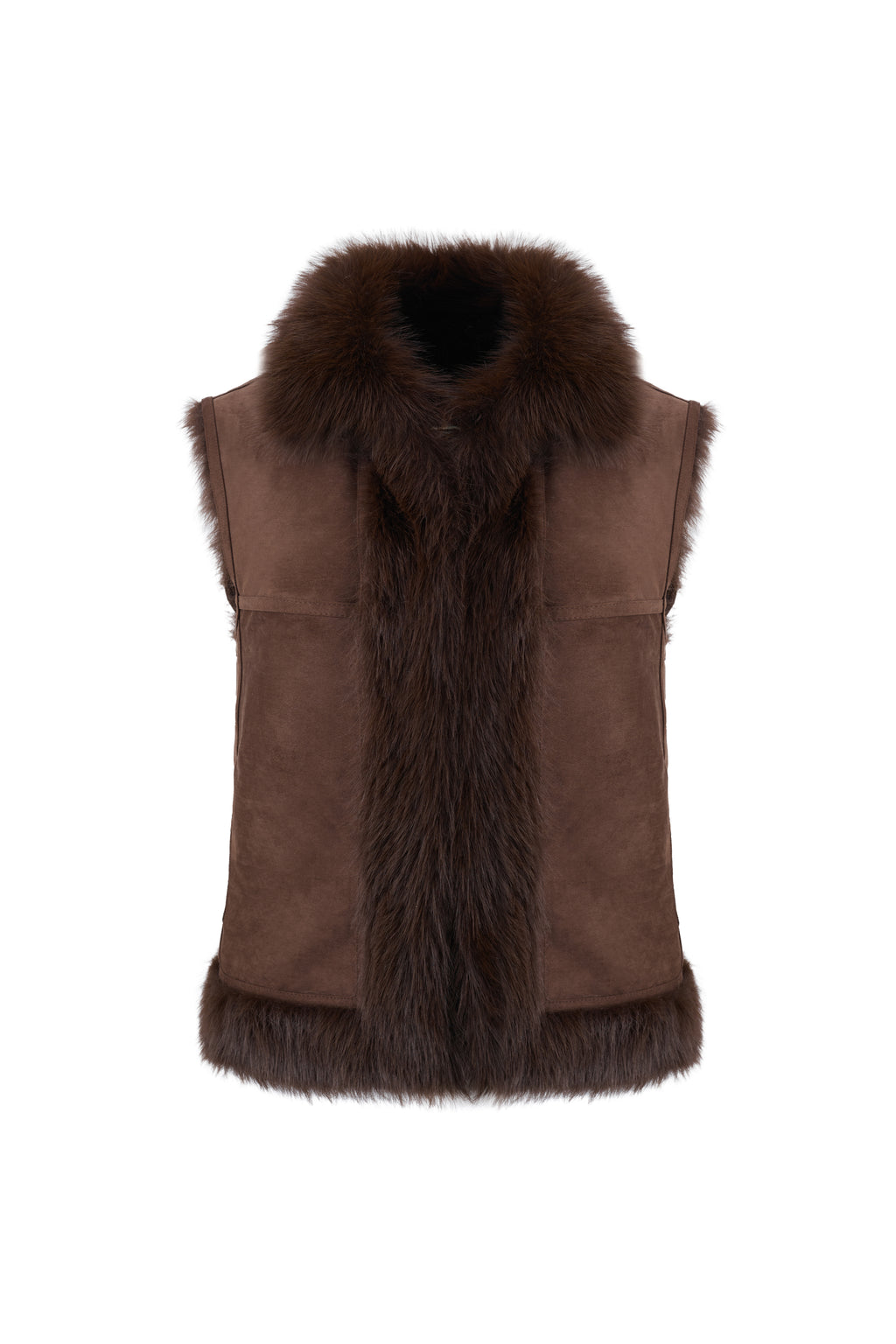 Reversible Faux Fur Gilet in Choc