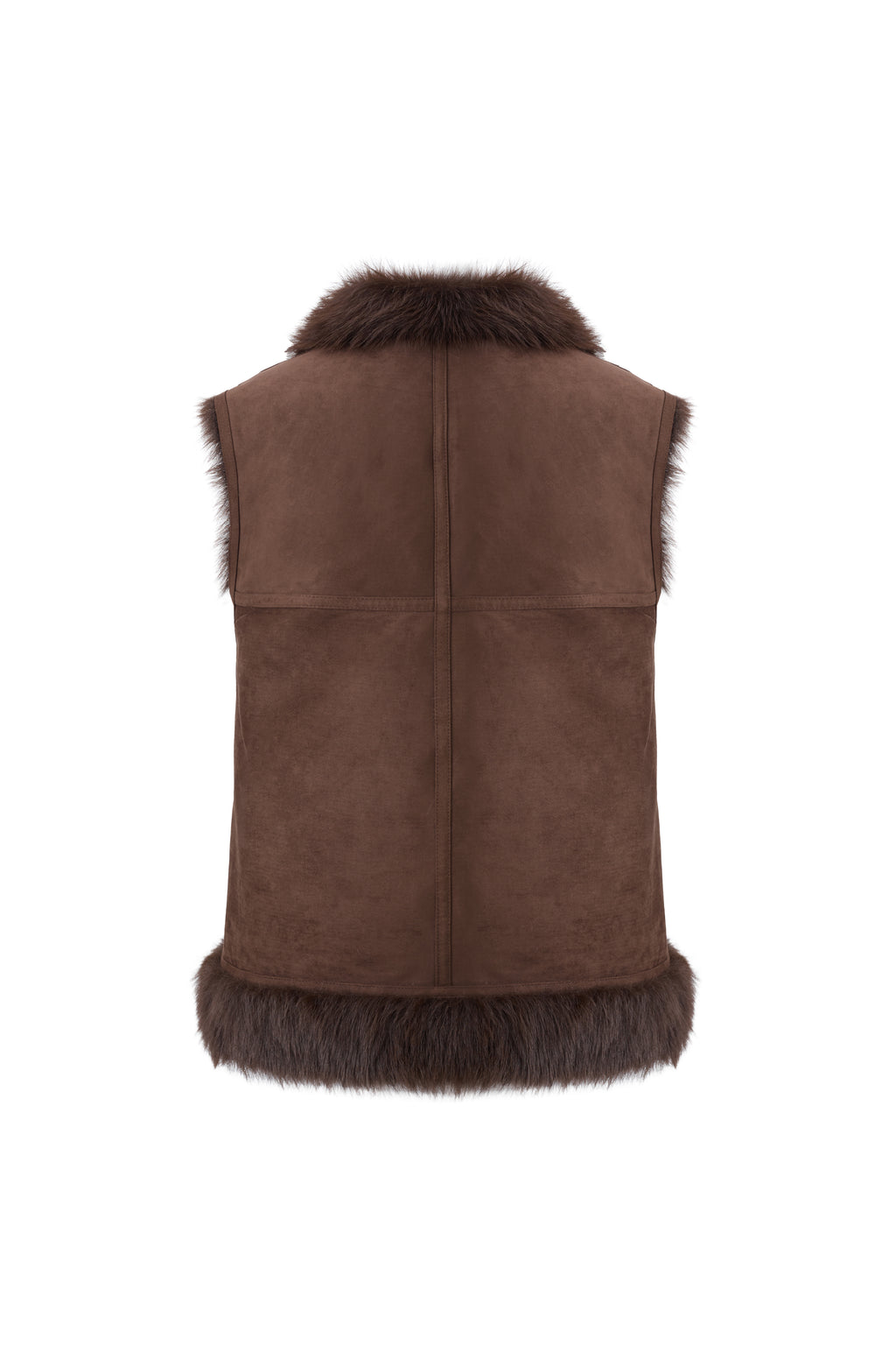 Reversible Faux Fur Gilet in Choc