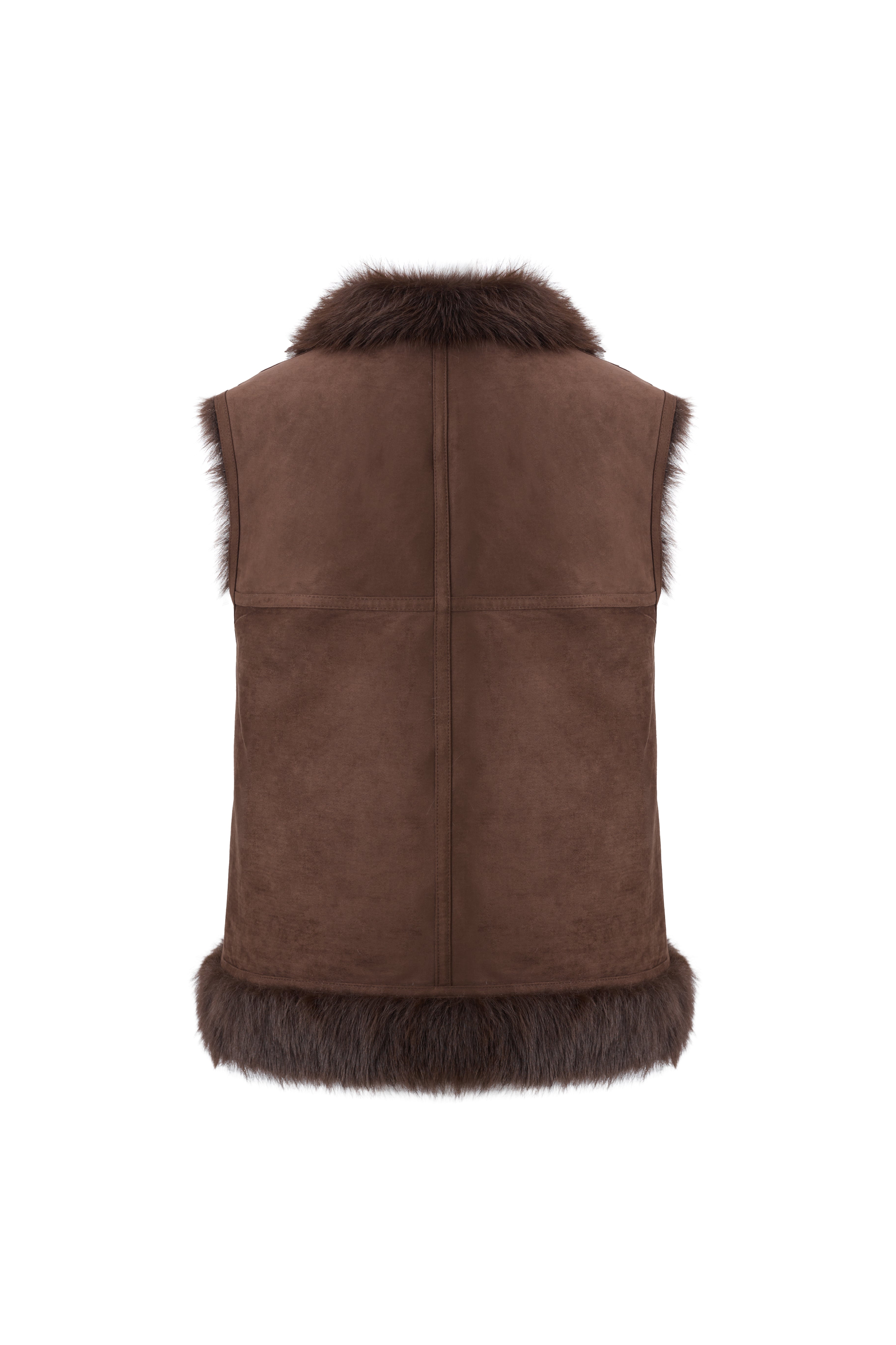 Reversible Faux Fur Gilet in Choc