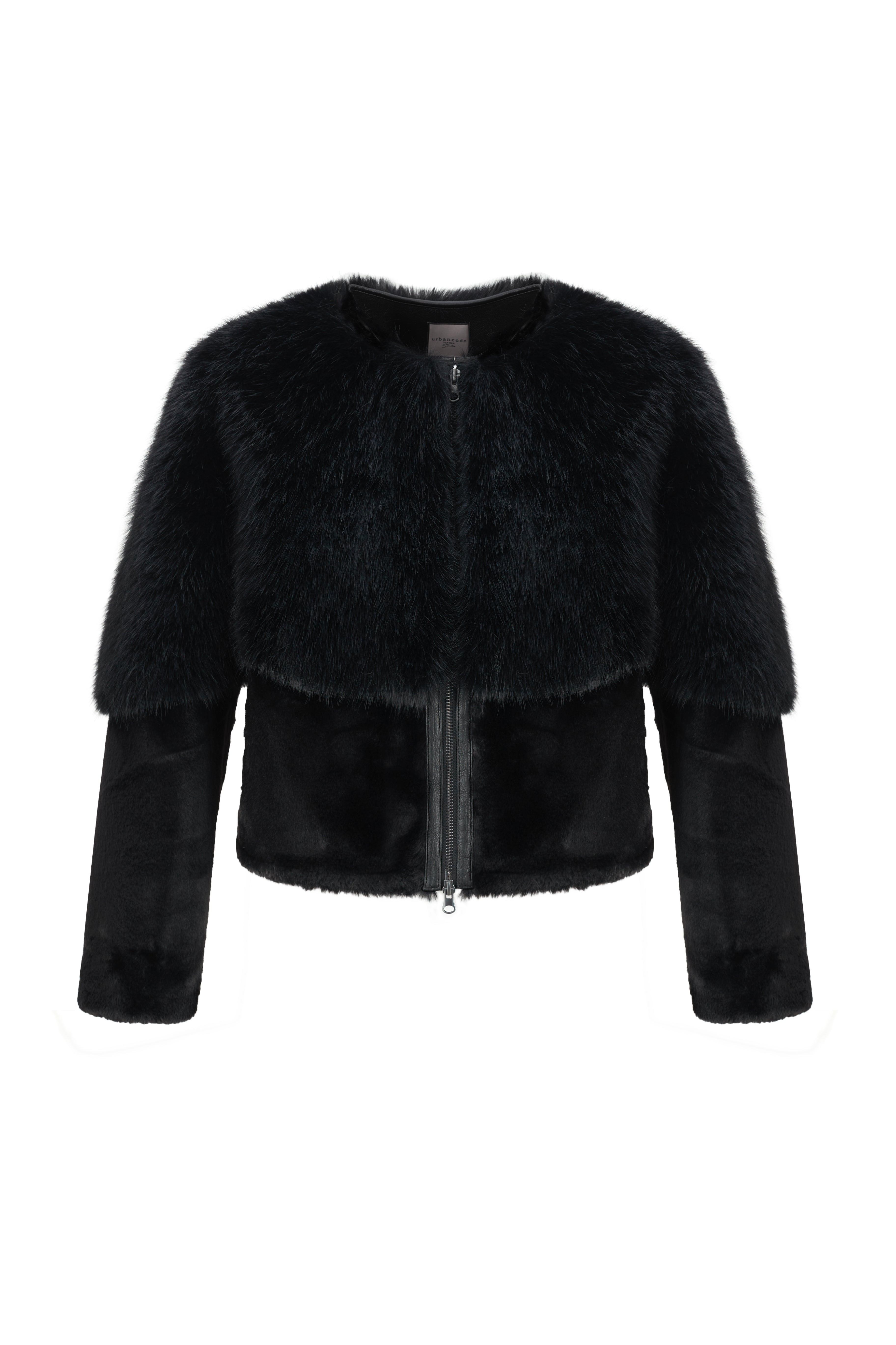 Collarless Blouson in Black