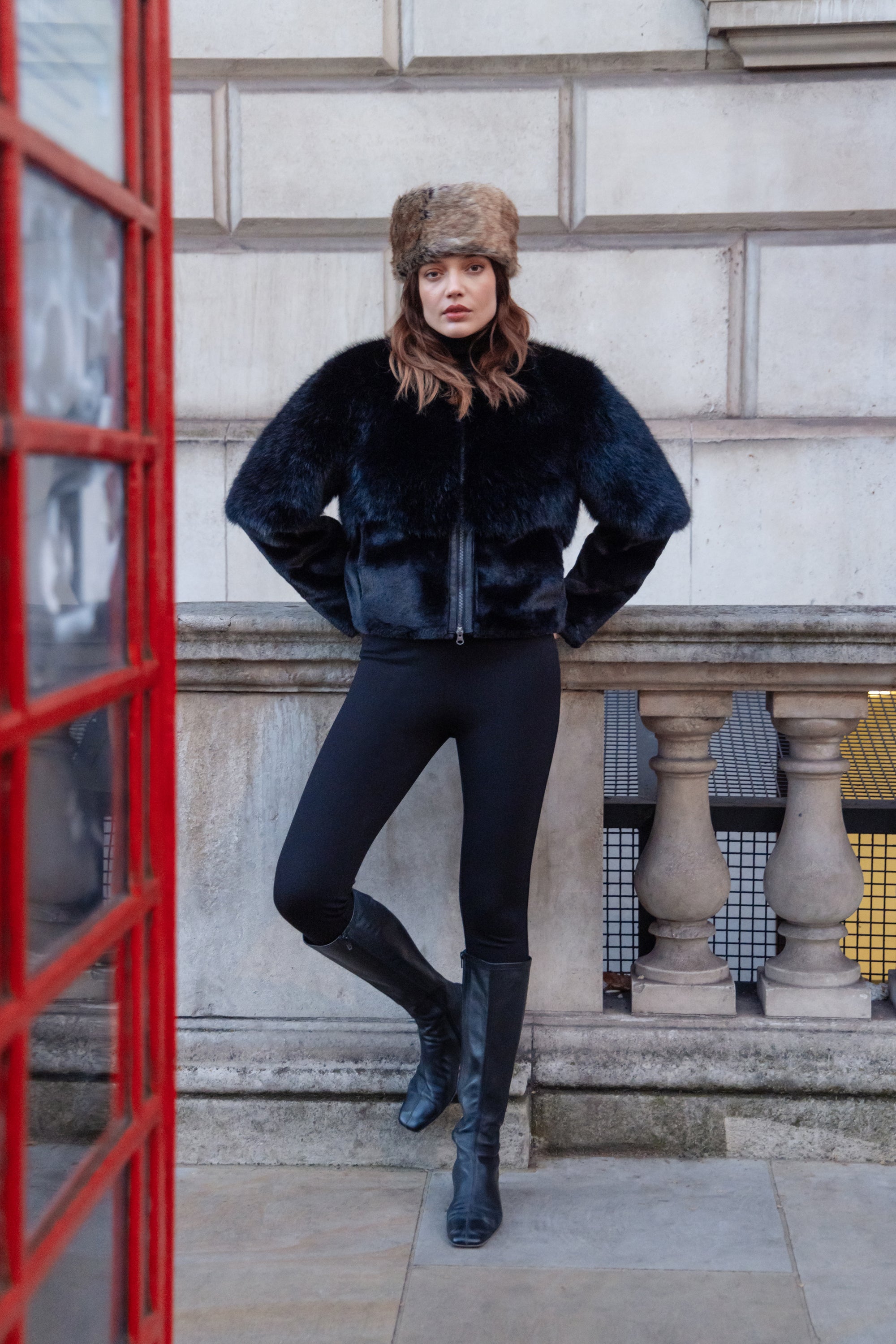 Collarless Blouson in Black