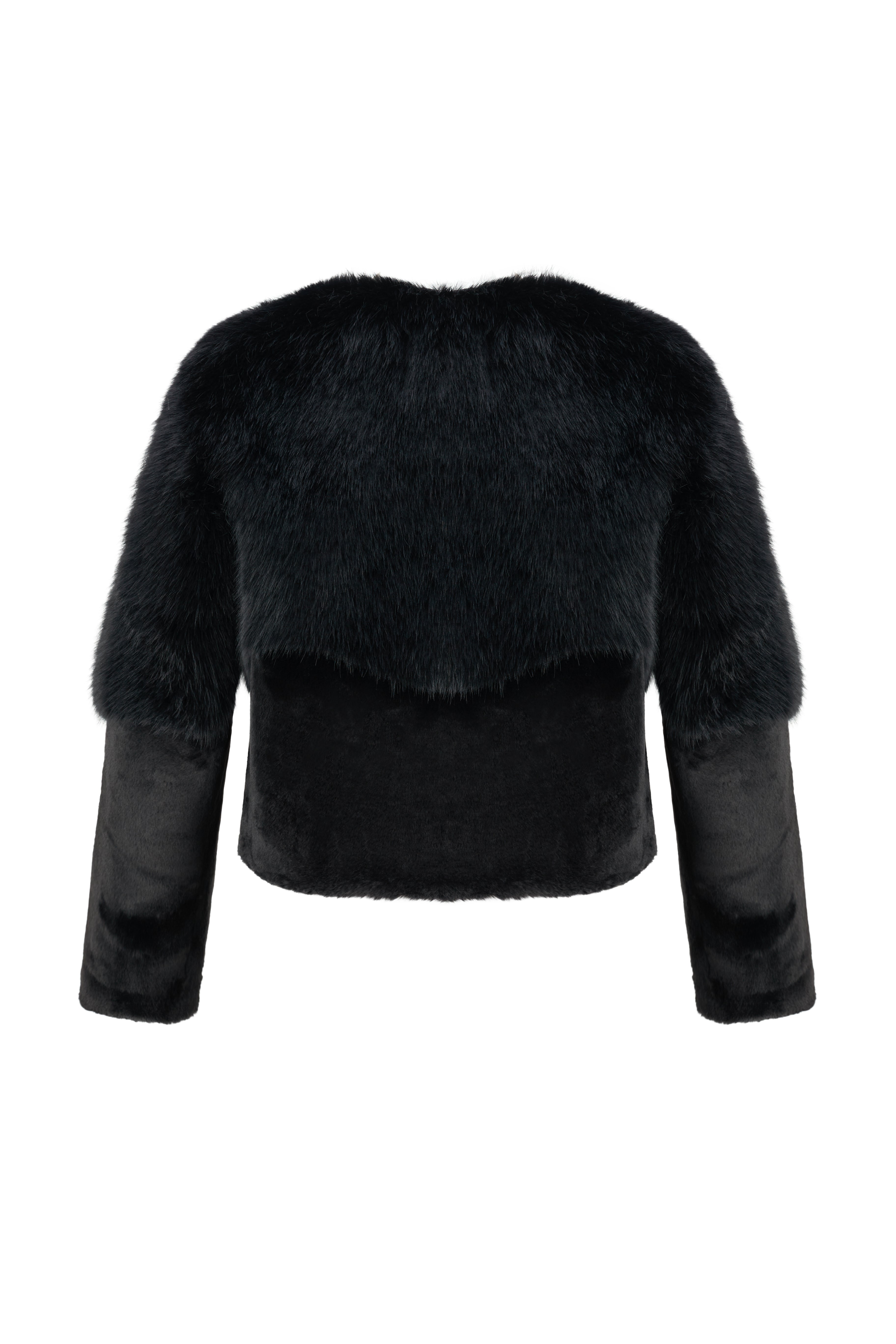 Collarless Blouson in Black