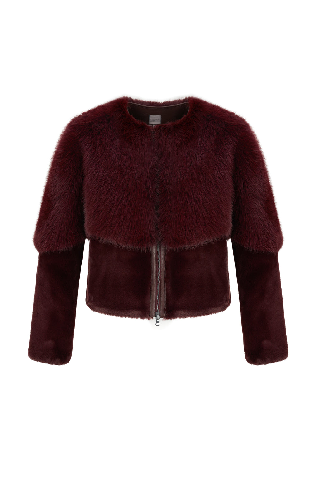 Collarless Blouson in Burgundy