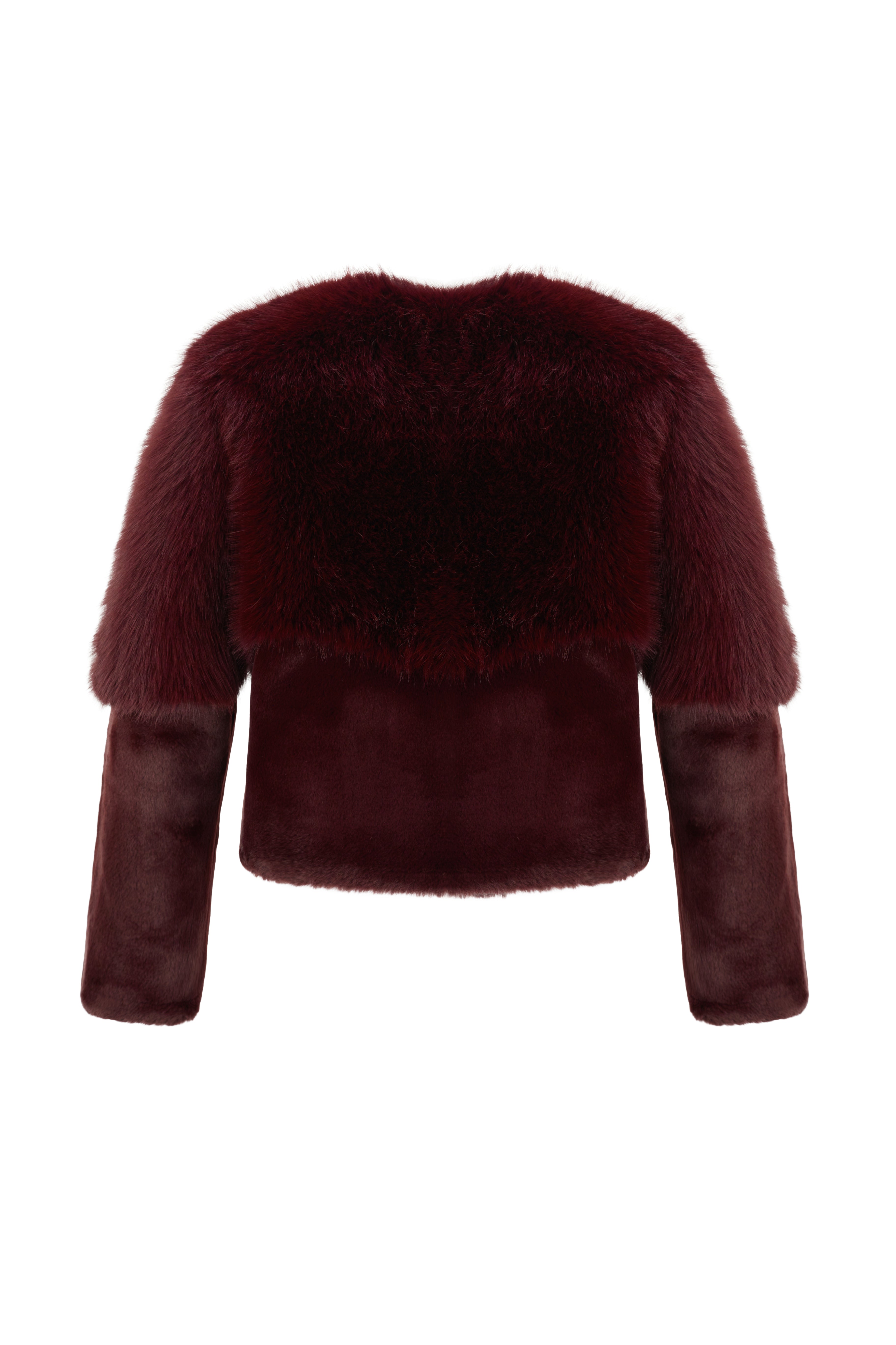 Collarless Blouson in Burgundy