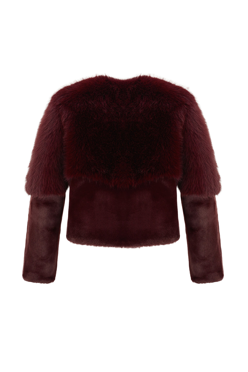 Collarless Blouson in Burgundy