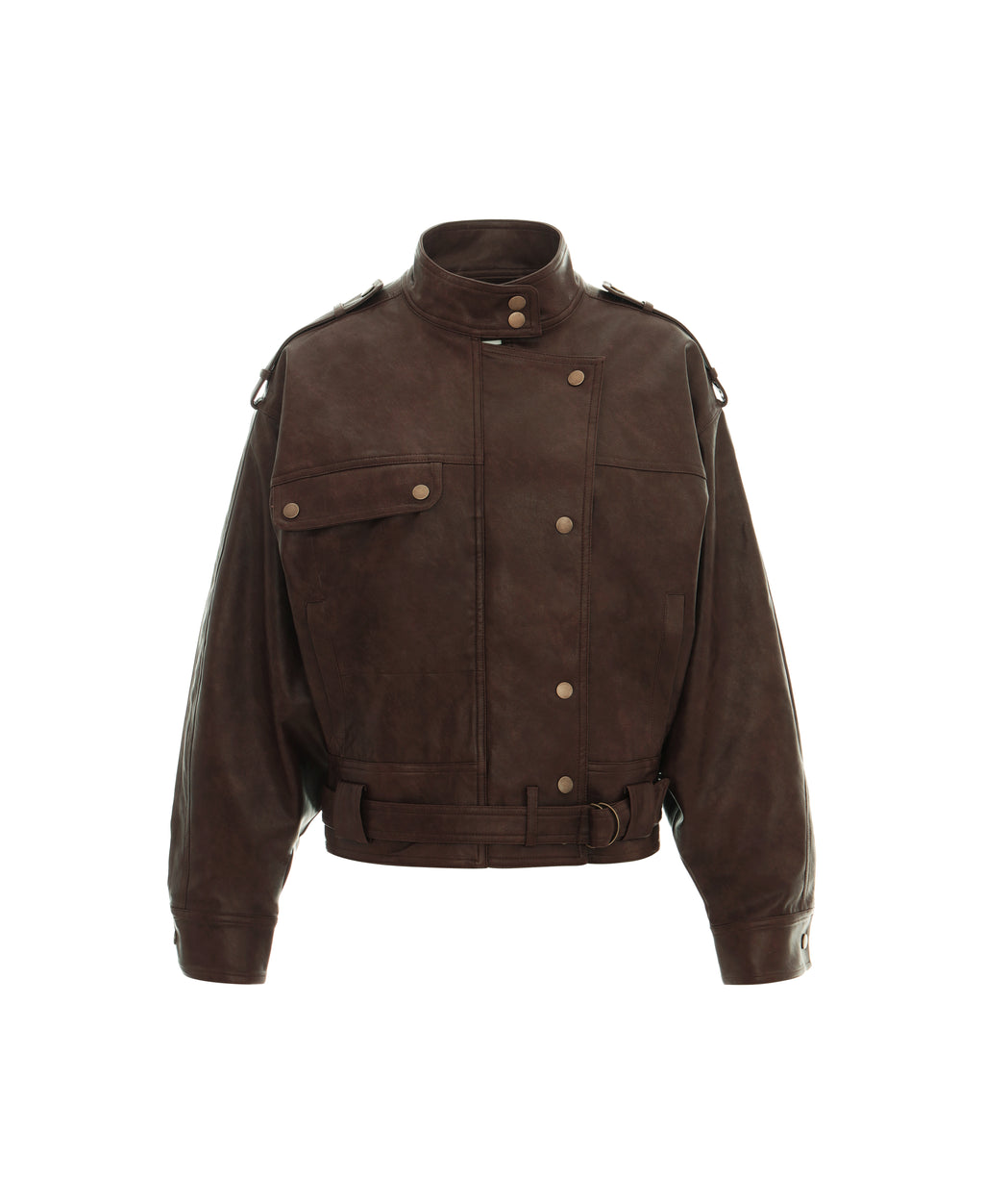 Faux Leather Biker in Raisin