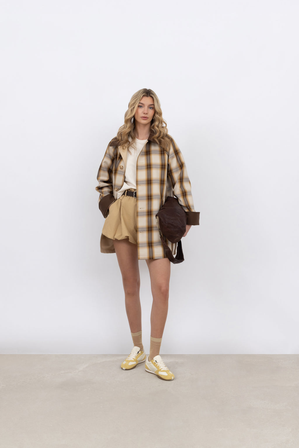 Reversible Short Mac in Vanilla & Check