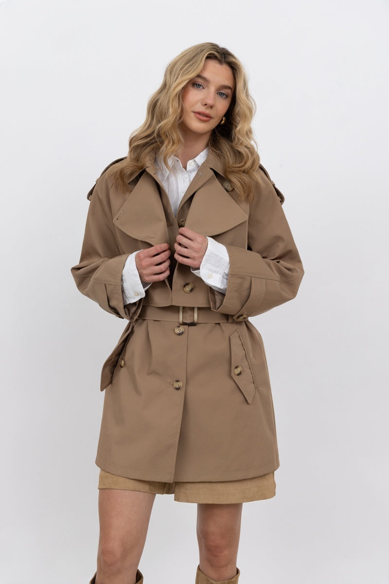 Two Part Trench Coat in Camel