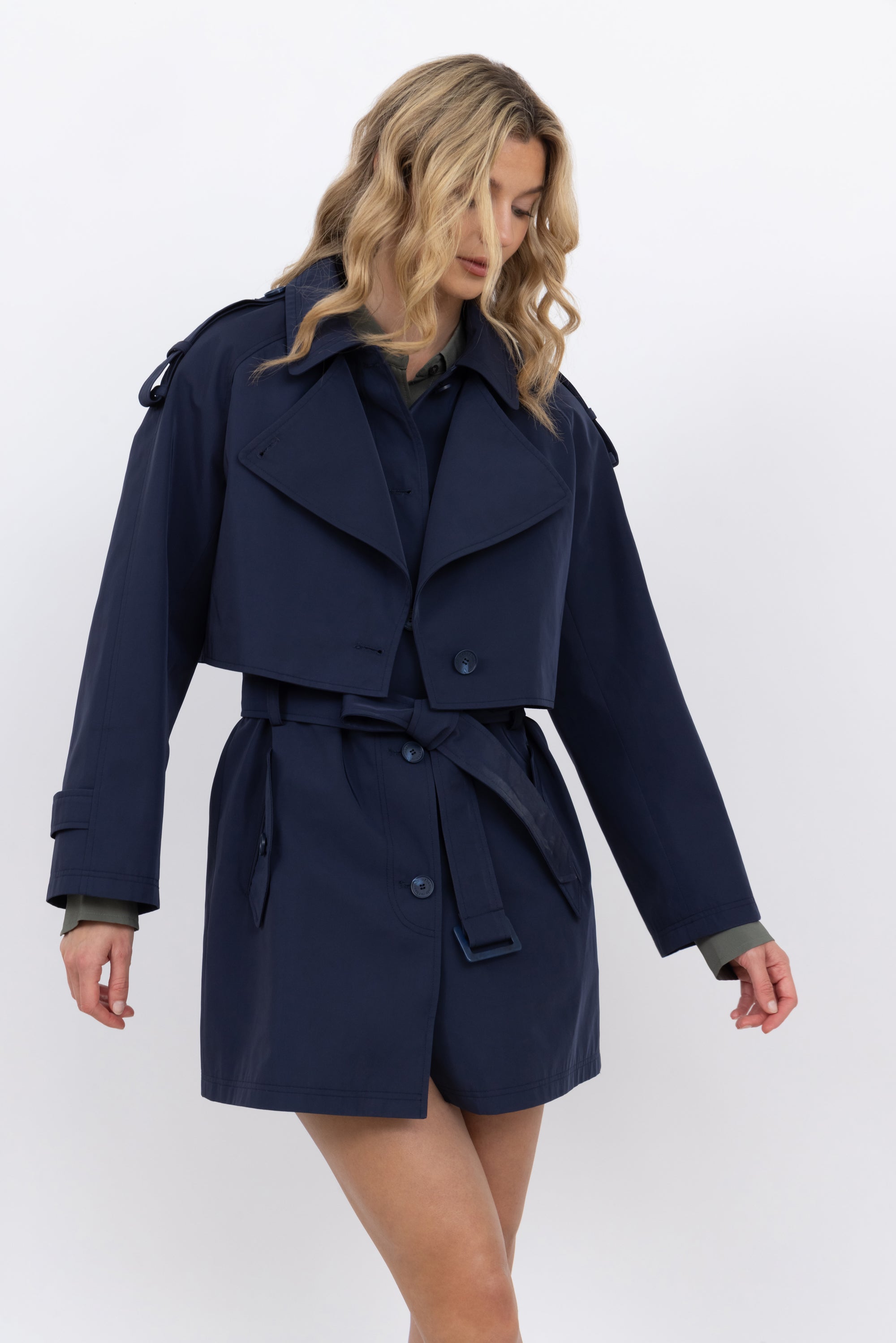 Two Part Trench Coat in Navy