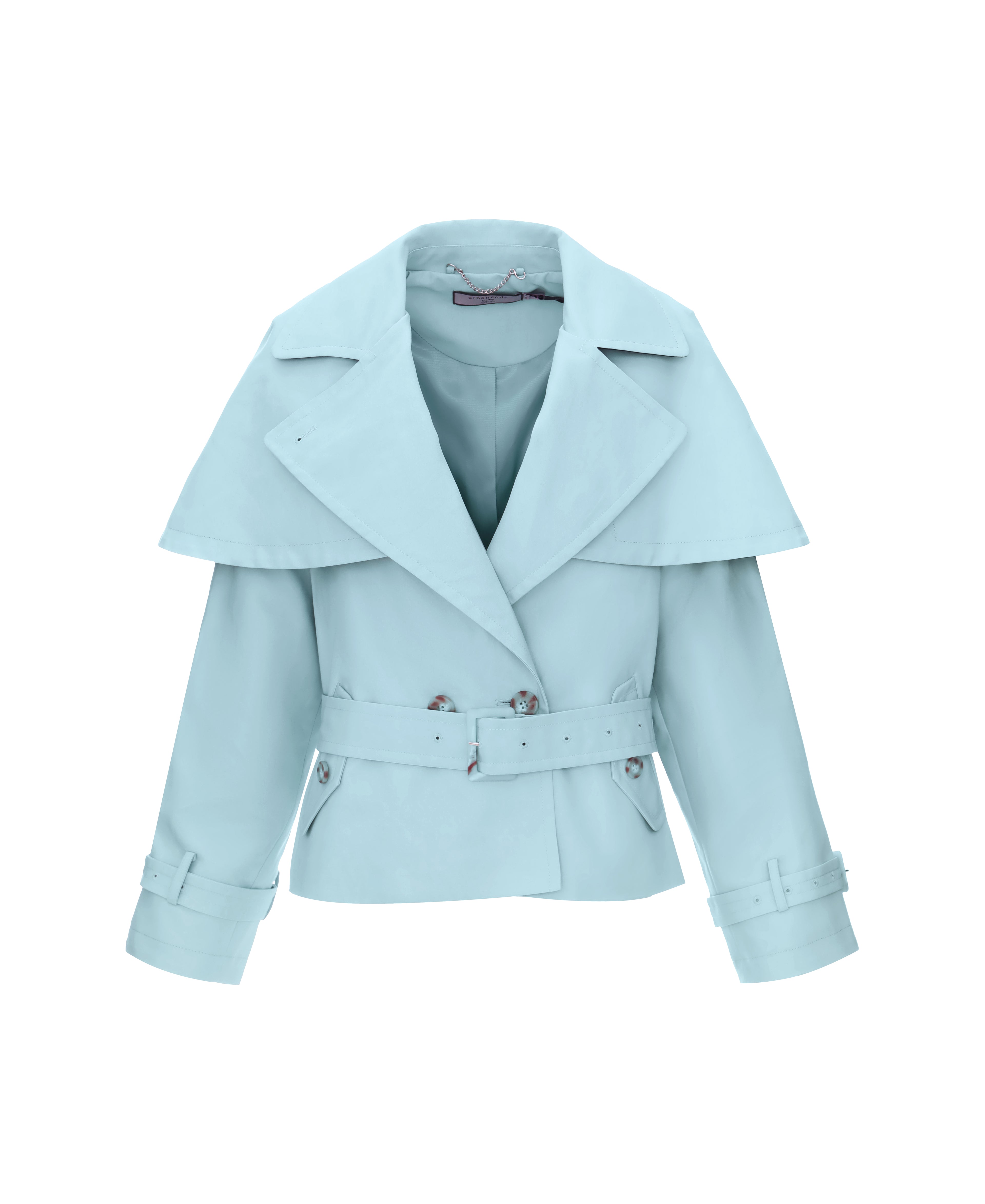 Trench Jacket with Detachable Cape in Sky