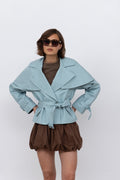 Trench Jacket with Detachable Cape in Sky