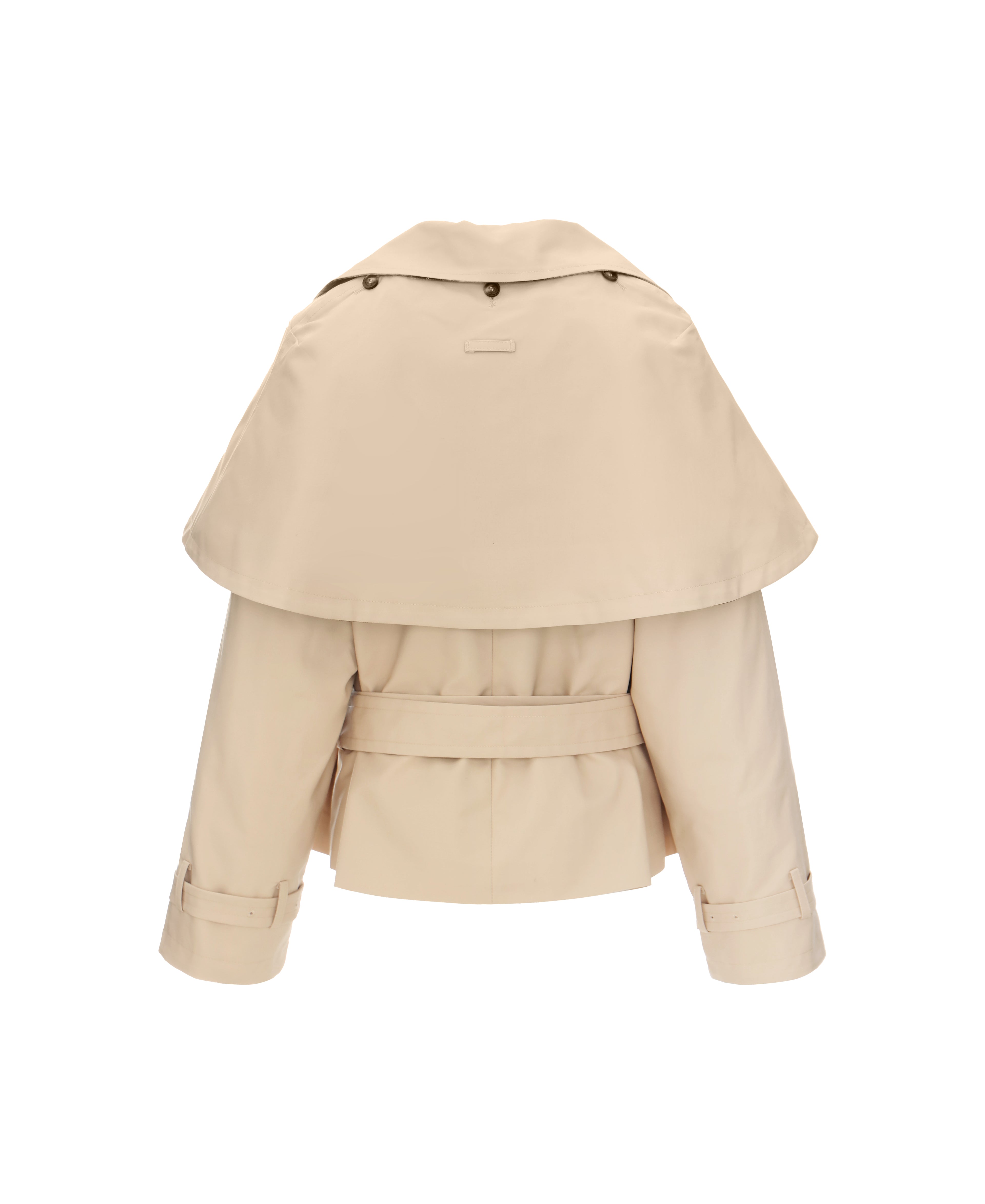 Trench Jacket with Detachable Cape in Vanilla