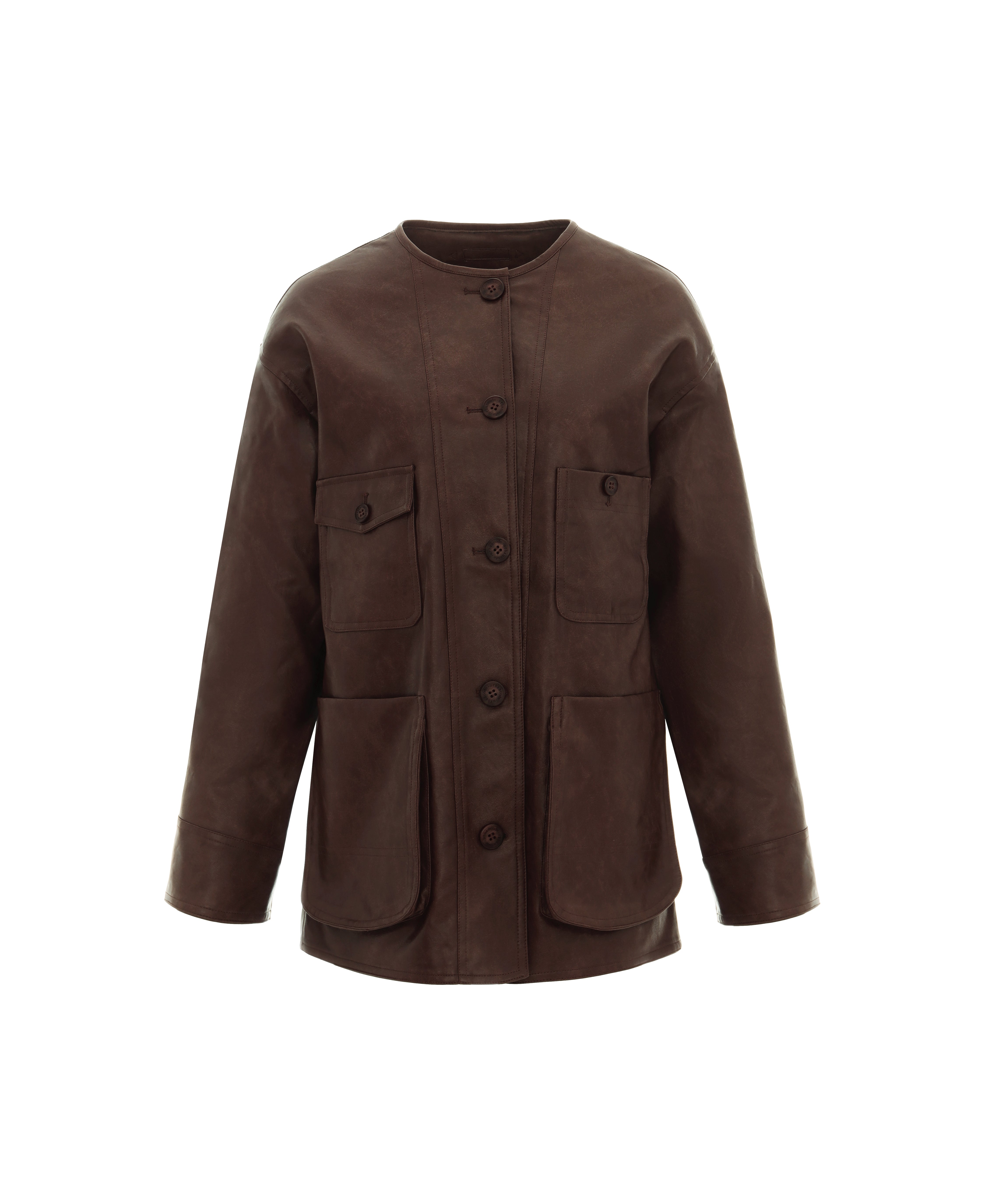 Faux Suede Collarless Jacket in Raisin – Urbancode London