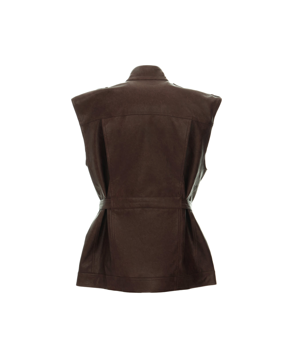 Faux Leather Gilet in Raisin