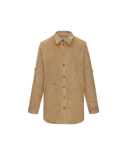 Faux Suede Shirt in Biscuit