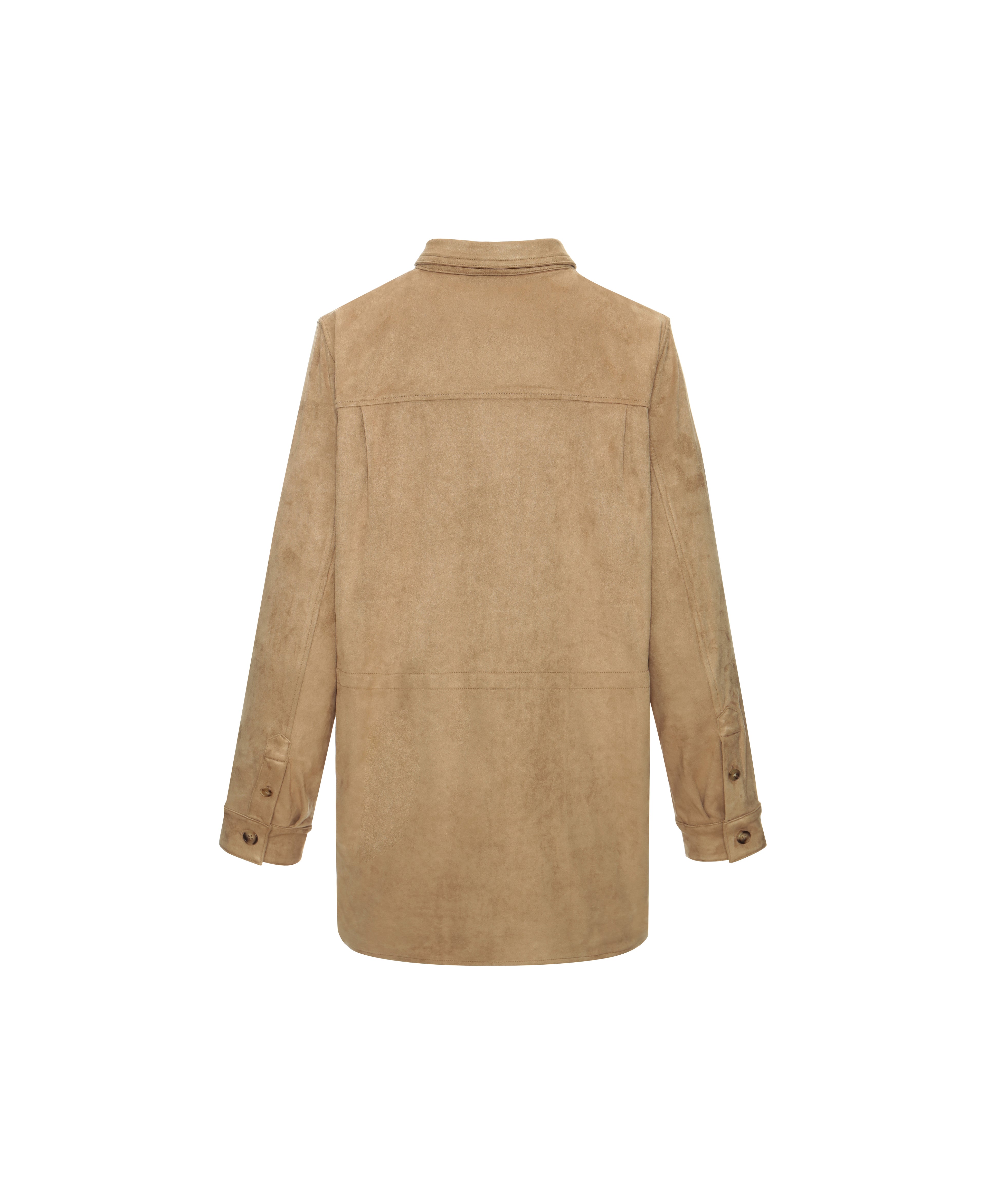 Faux Suede Shirt in Biscuit