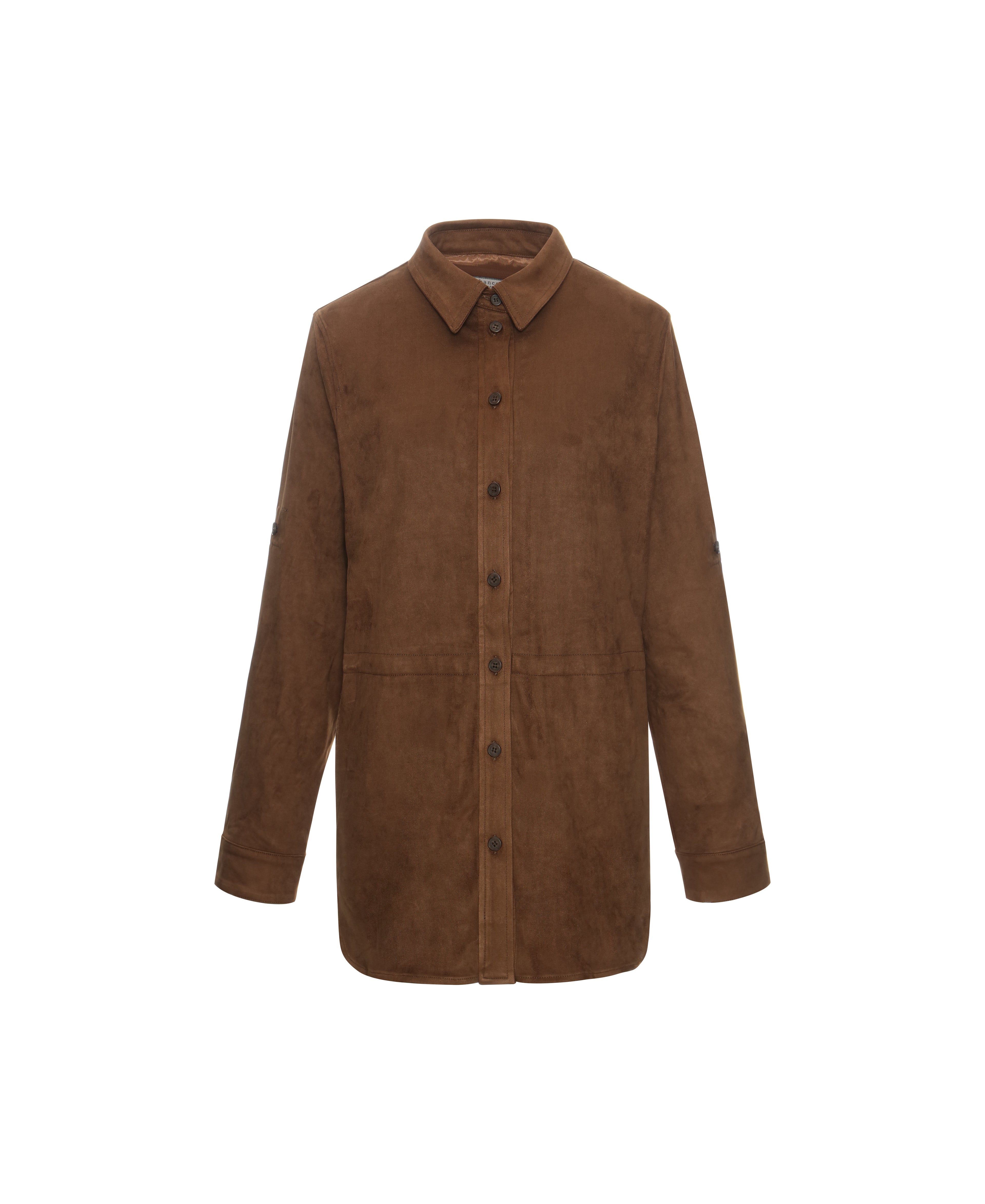 Faux Suede Shirt in Pecan
