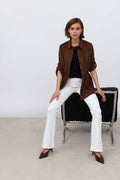 Faux Suede Shirt in Pecan