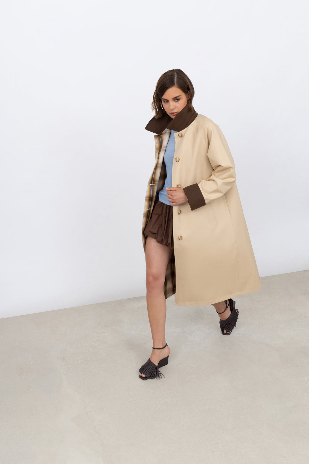 Reversible Midi Mac in Vanilla & Check