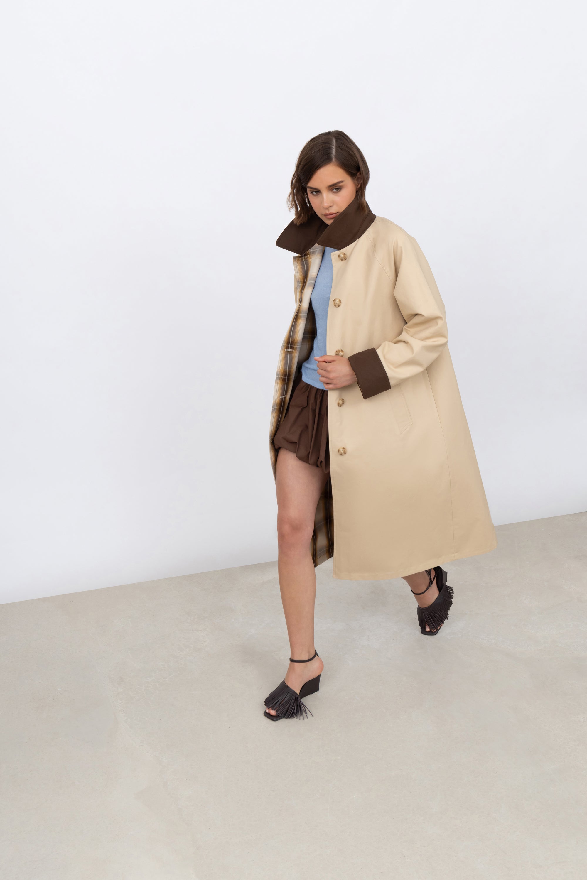 Reversible Midi Mac in Vanilla & Check