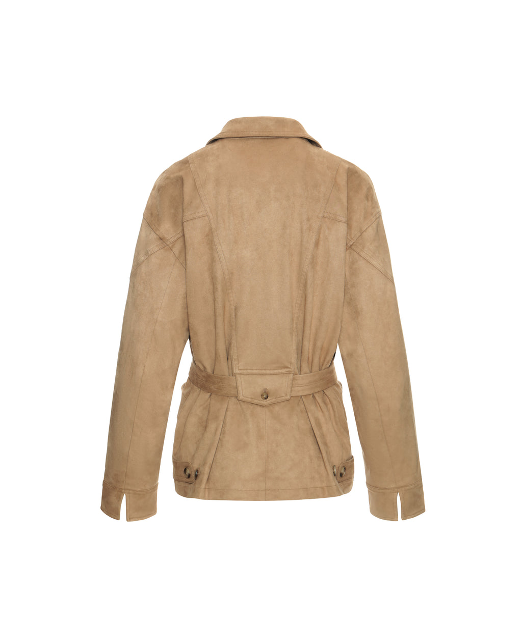 Faux Suede Boxy Blazer with Belt in Biscuit