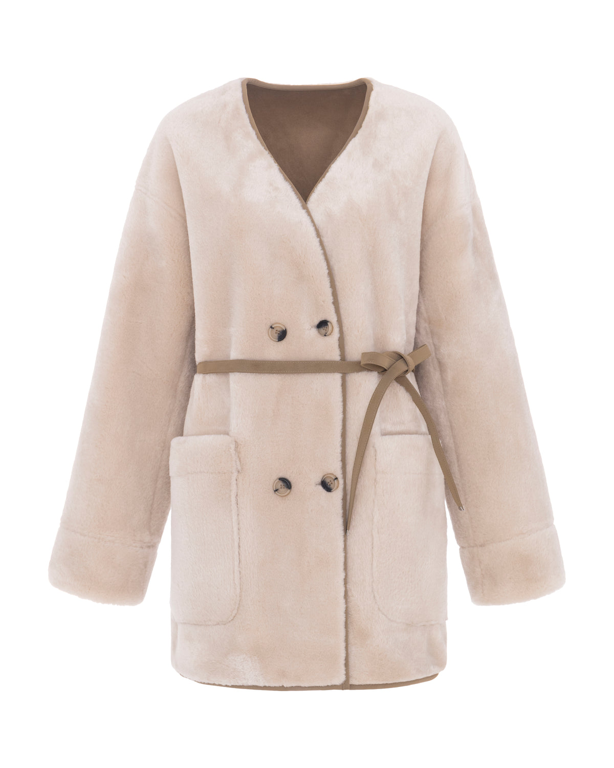 Reversible Collarless Merino in Chalk/Sand