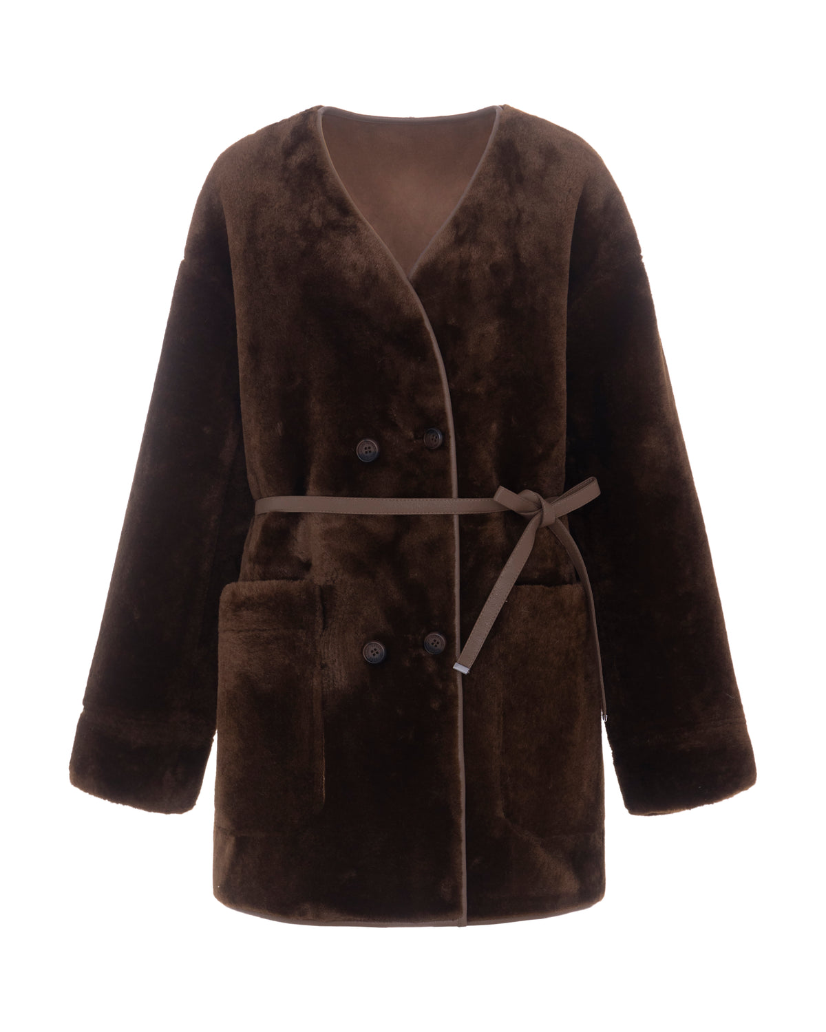 Reversible Collarless Merino in Coffee/Espresso