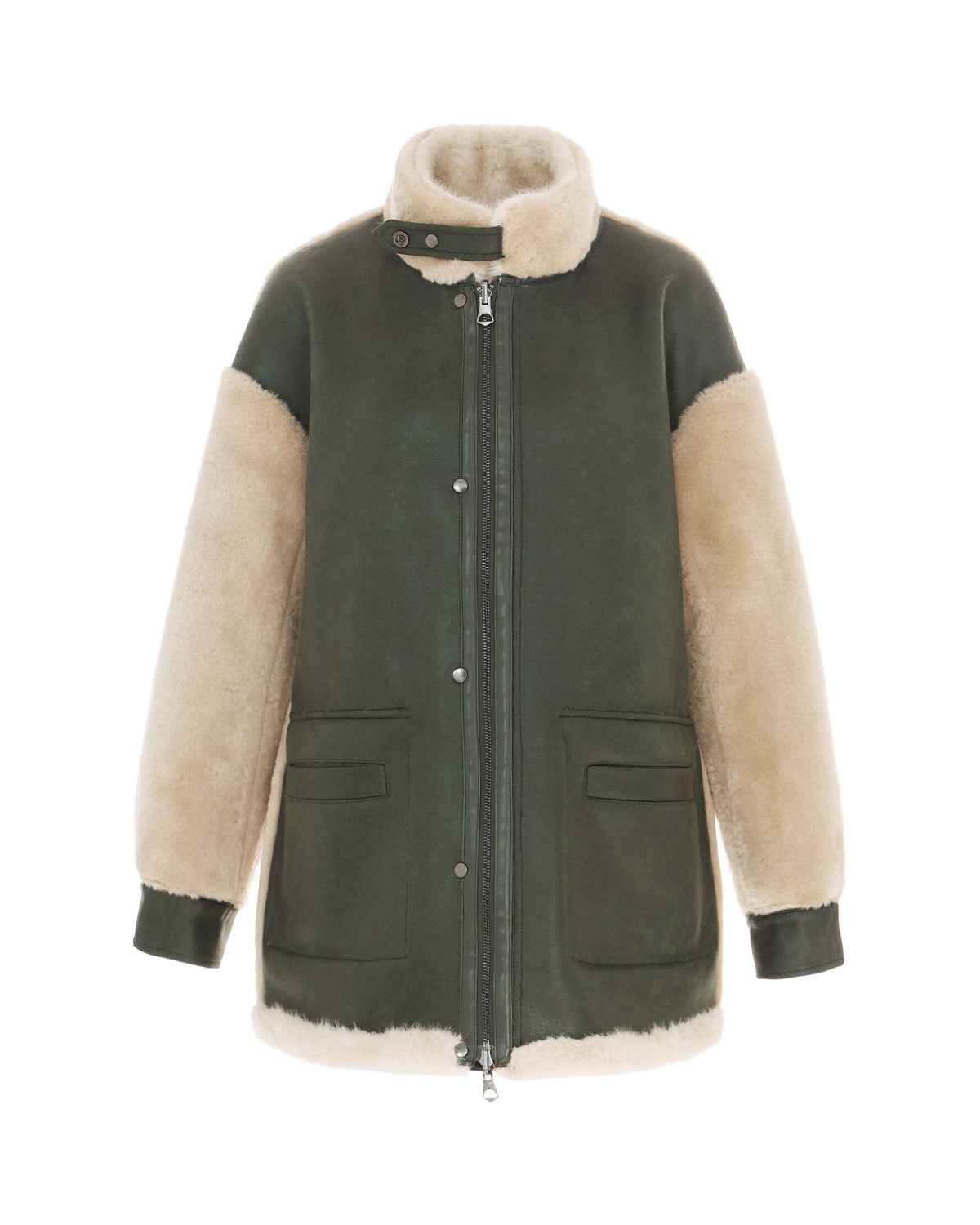Reversible Barn Jacket in Khaki/Winter White