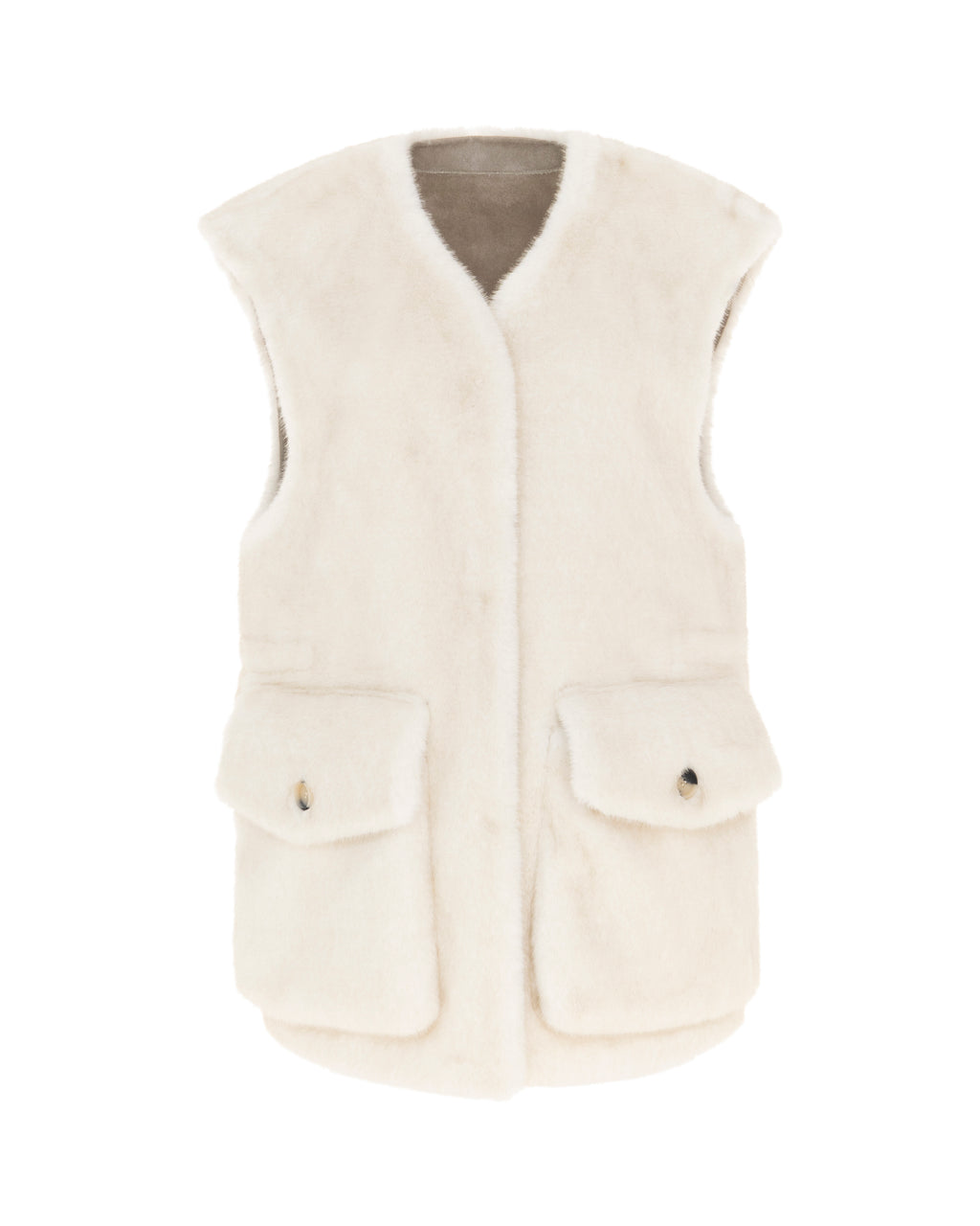 Fur Gilet in Cashew/Cream