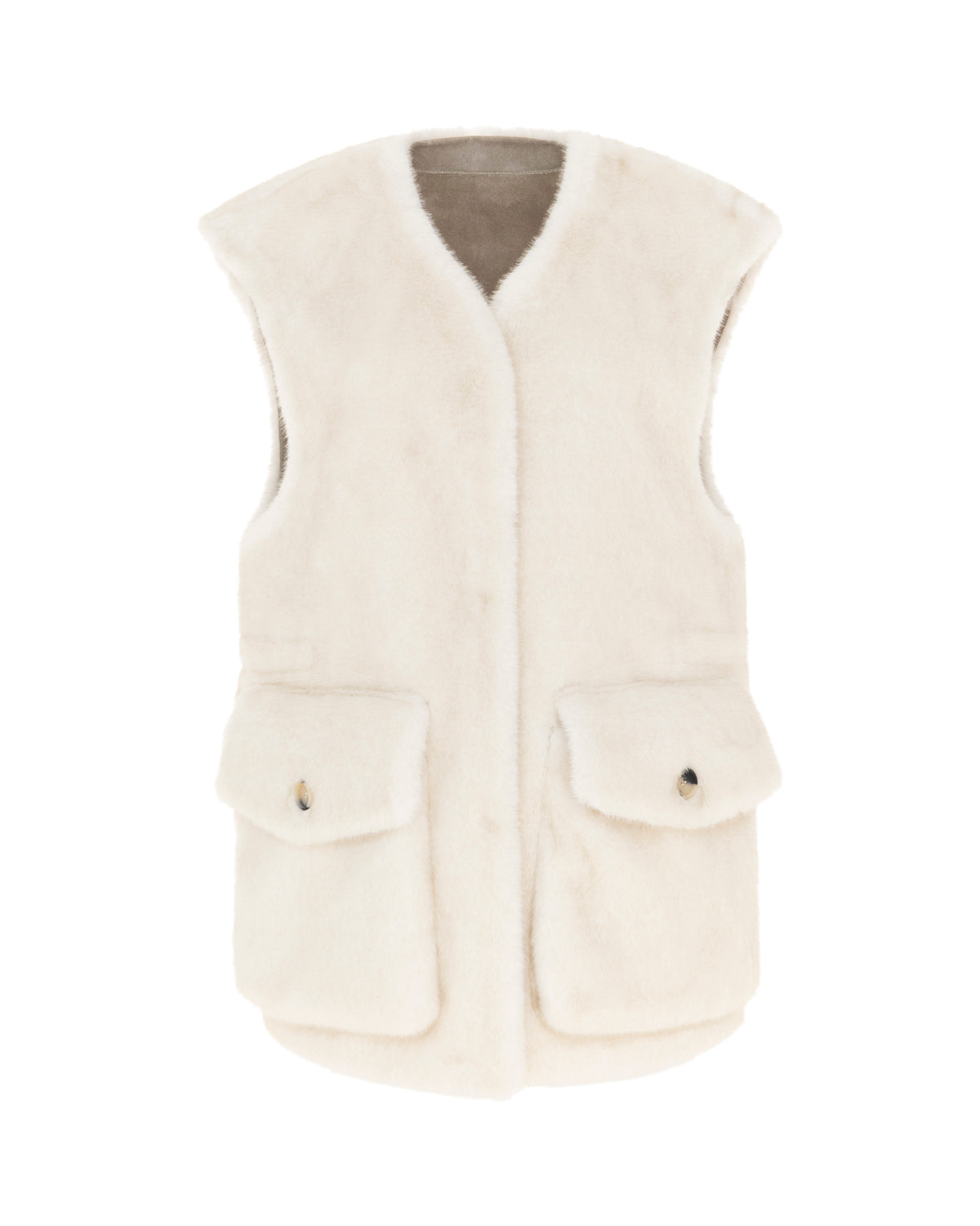 Fur Gilet in Cashew/Cream