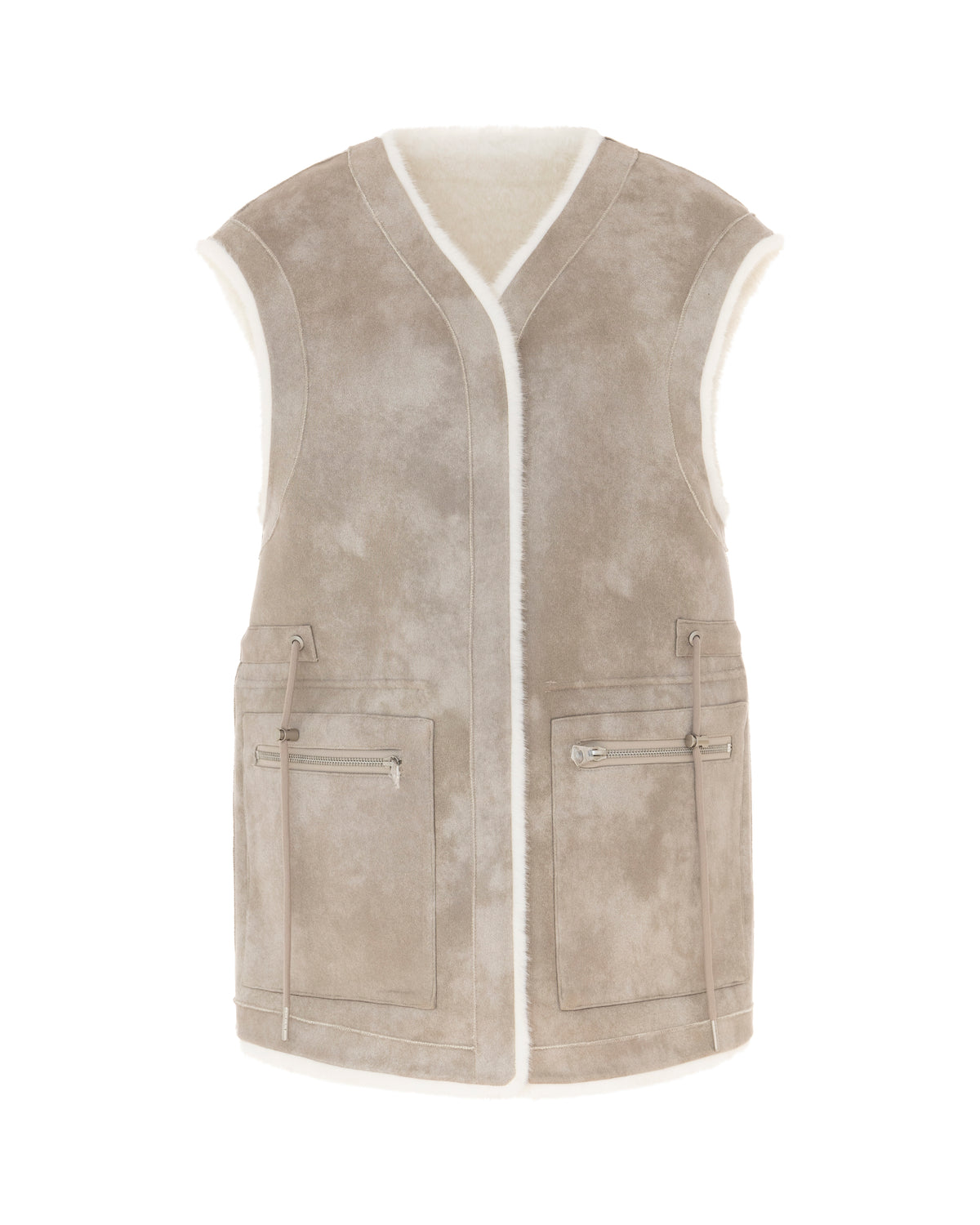 Fur Gilet in Cashew/Cream