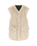 Fur Gilet in Khaki/Winter White
