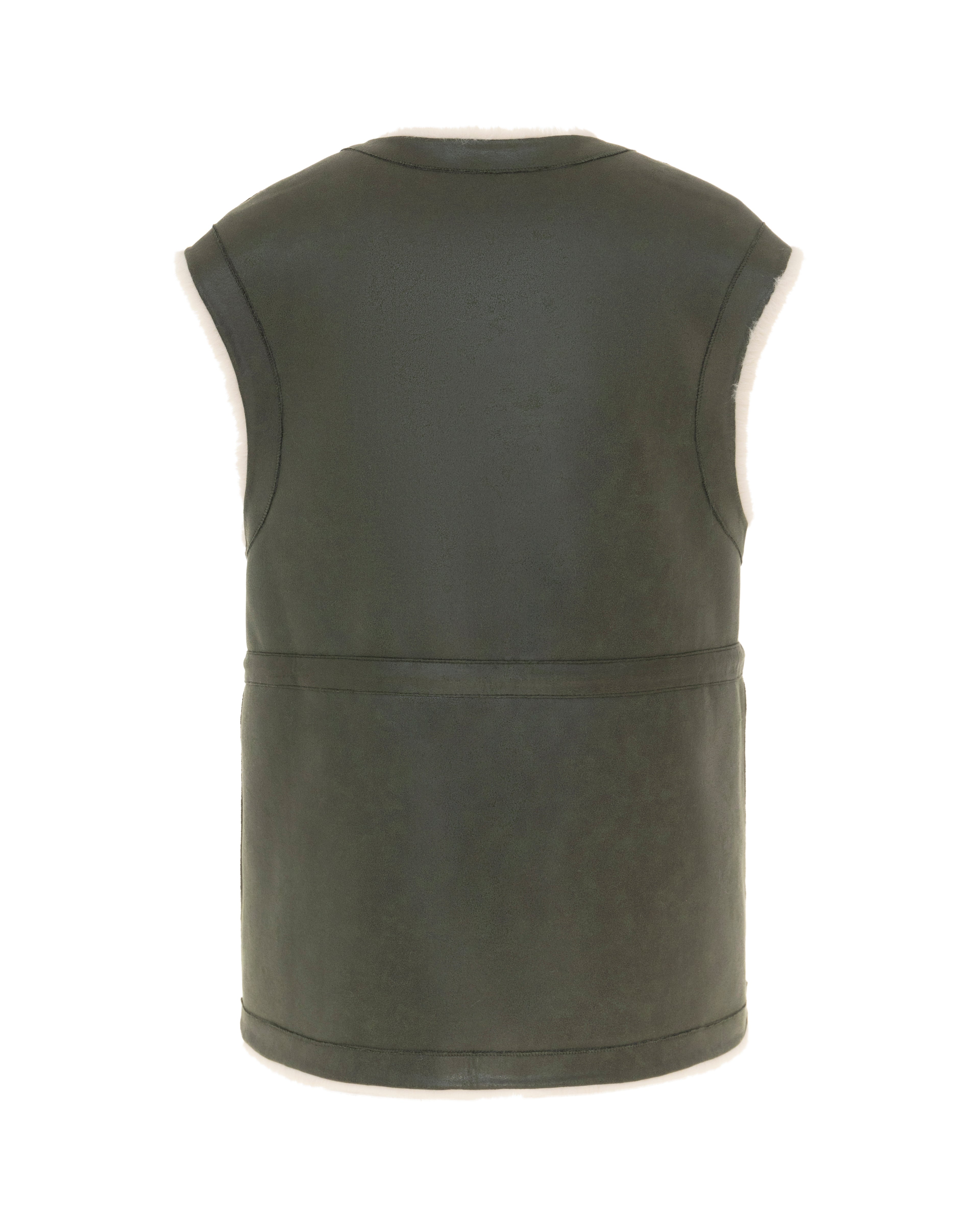 Fur Gilet in Khaki/Winter White