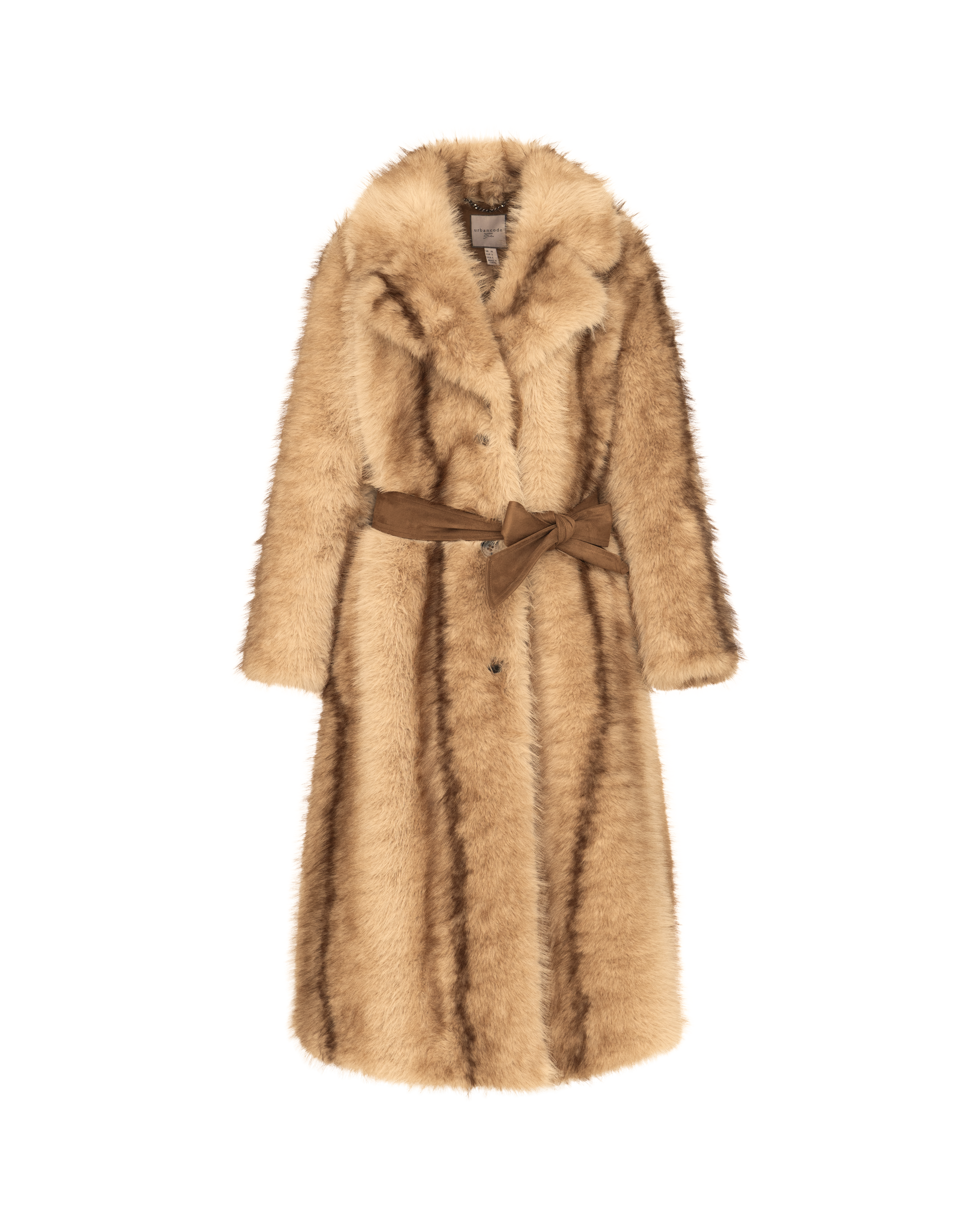 Fit and Flare Chinchilla Coat in Tan/Multi
