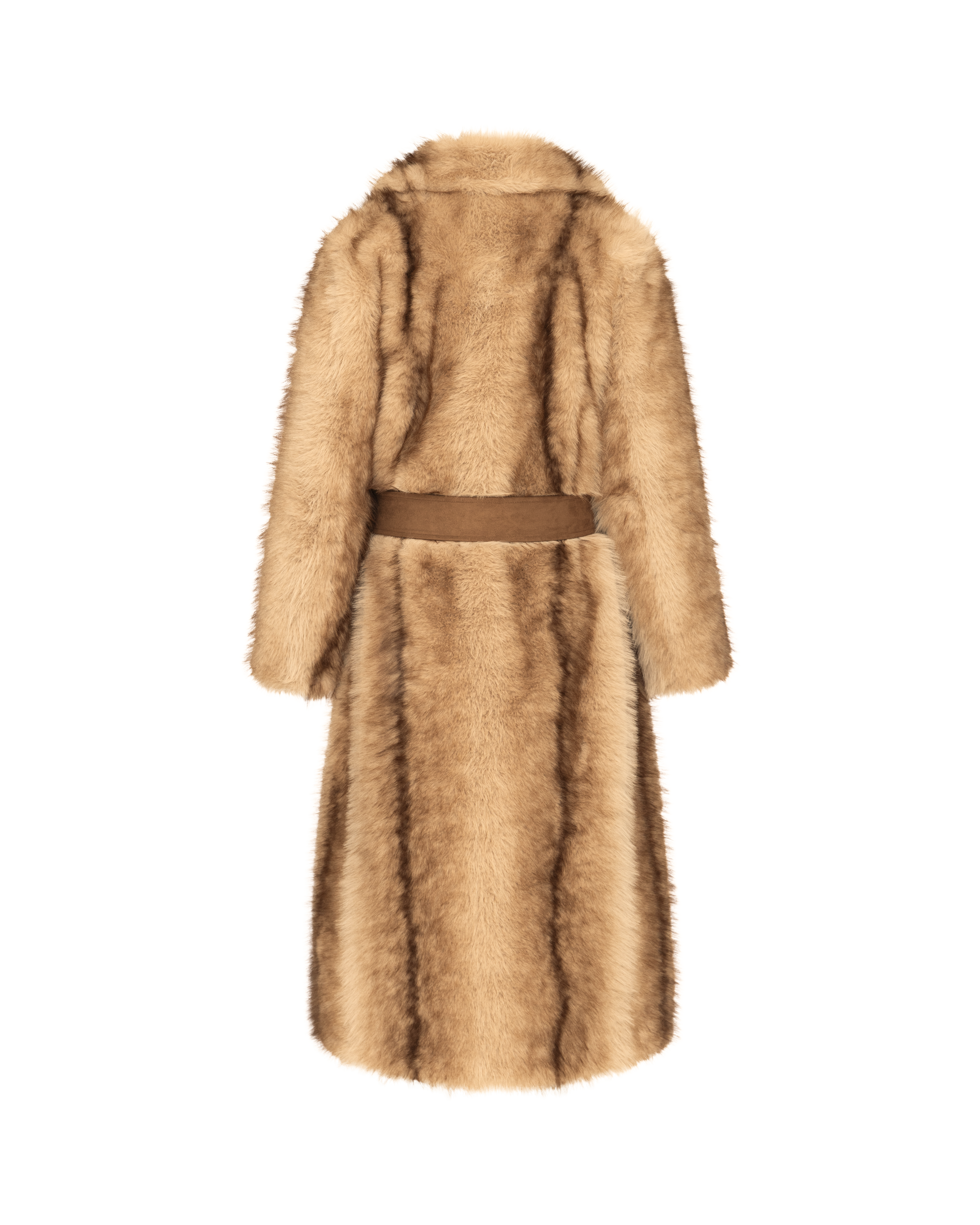 Fit and Flare Chinchilla Coat in Tan/Multi