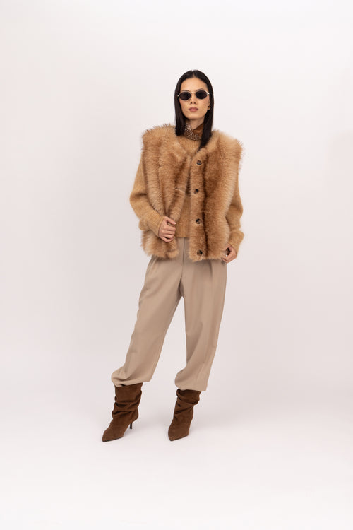 Bonded Waistcoat Chinchilla in Tan/Multi