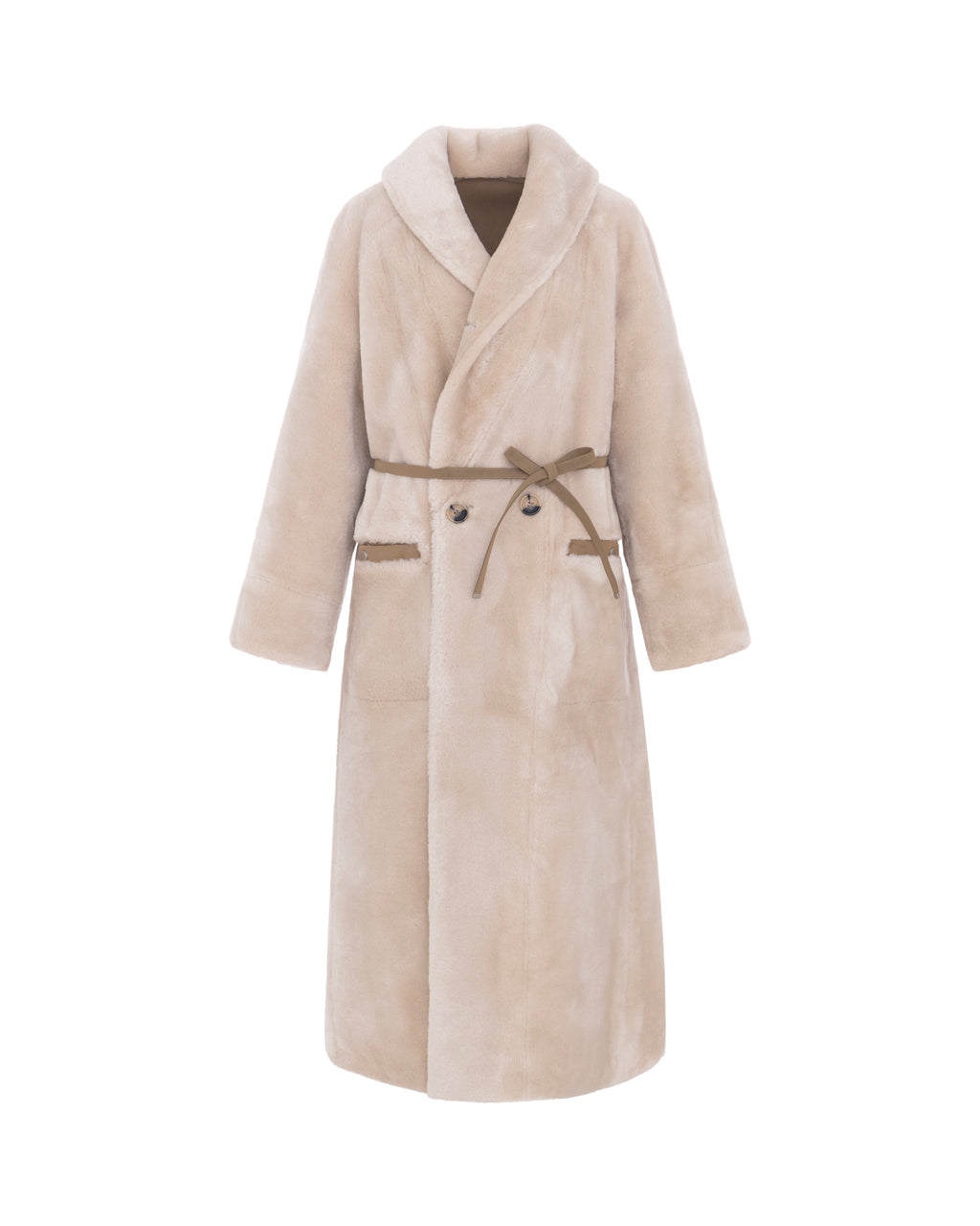 Merino A-Line Swing Coat in Chalk/Sand