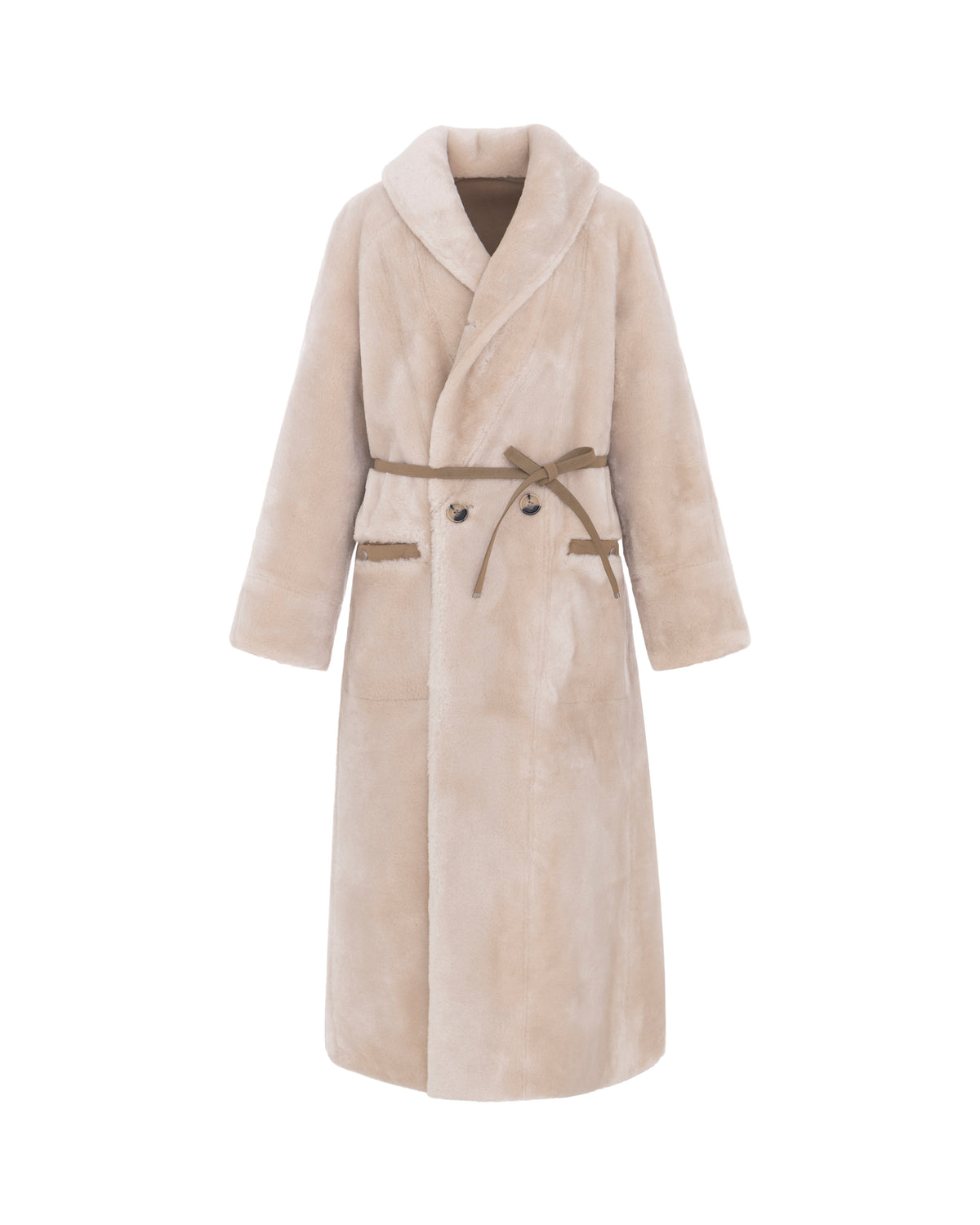 Merino A-Line Swing Coat in Chalk/Sand