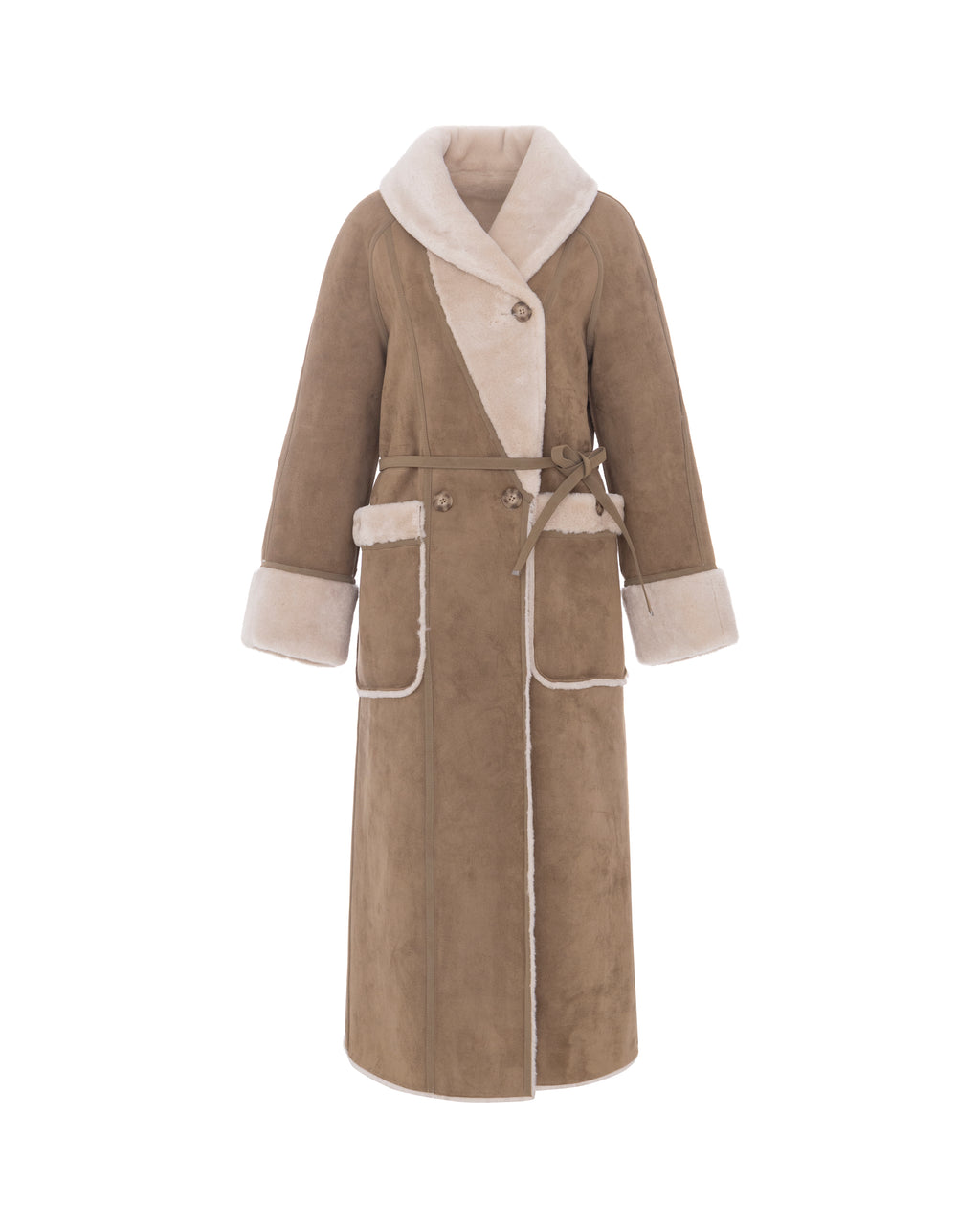 Merino A-Line Swing Coat in Chalk/Sand