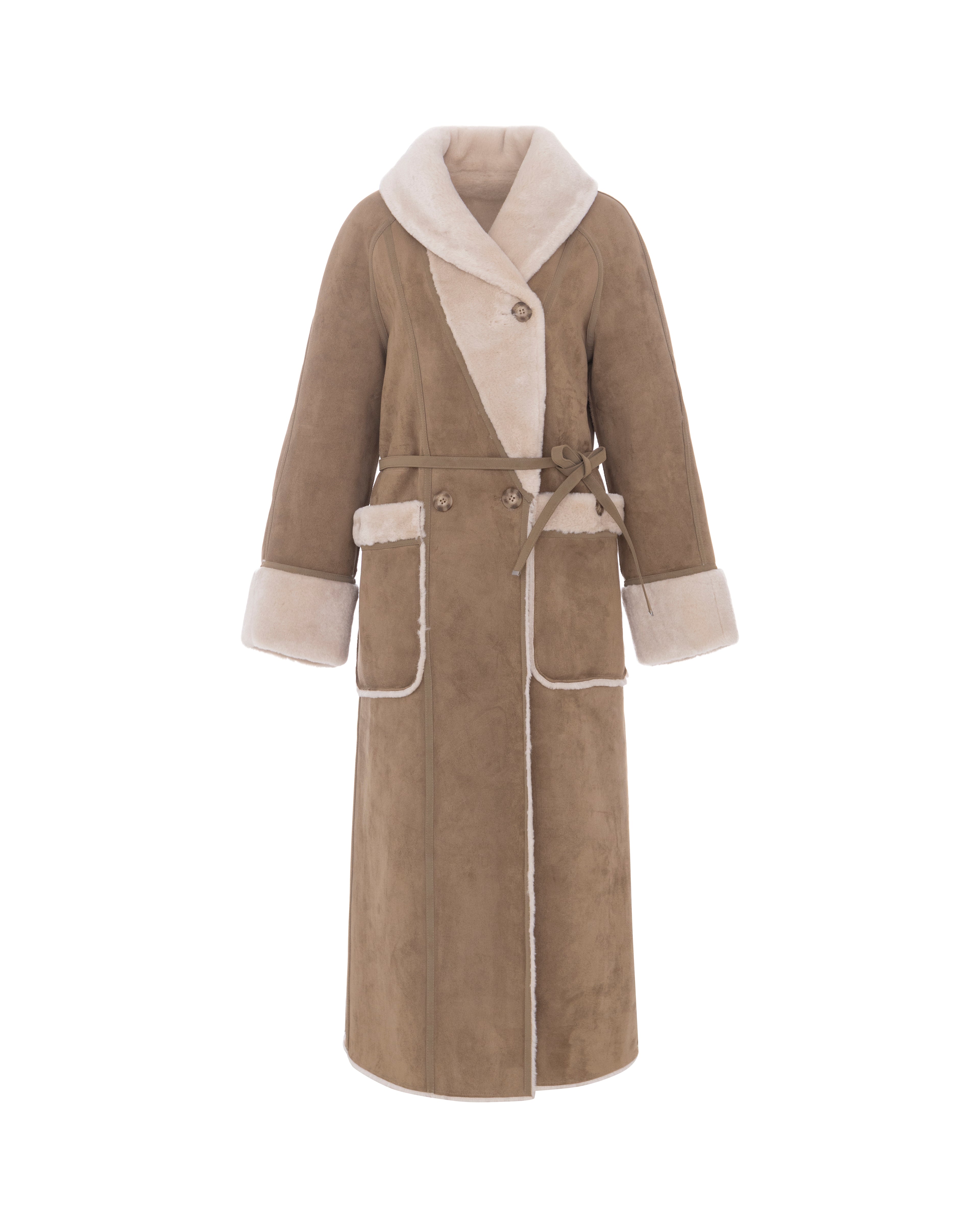 Merino A-Line Swing Coat in Chalk/Sand