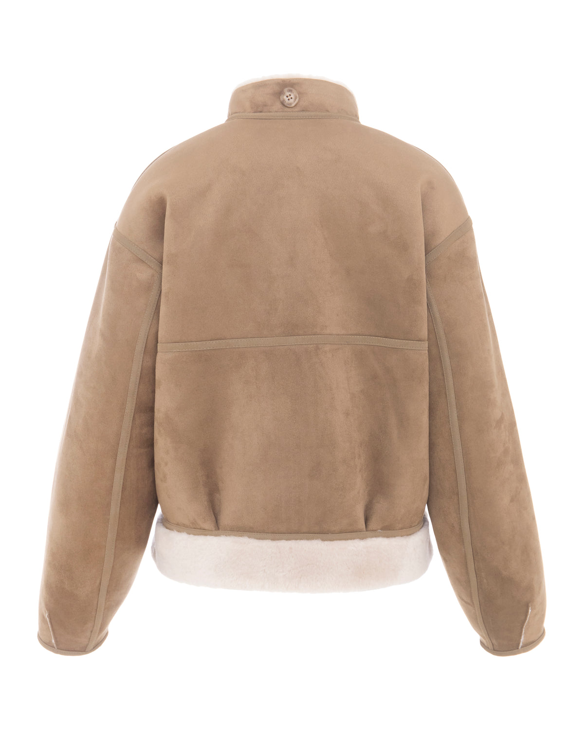 Merino Funnel Neck Bomber in Chalk/Sand
