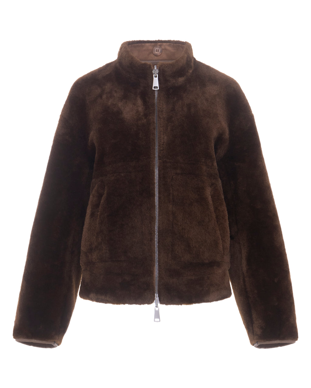 Merino Funnel Neck Bomber in Coffee/Espresso