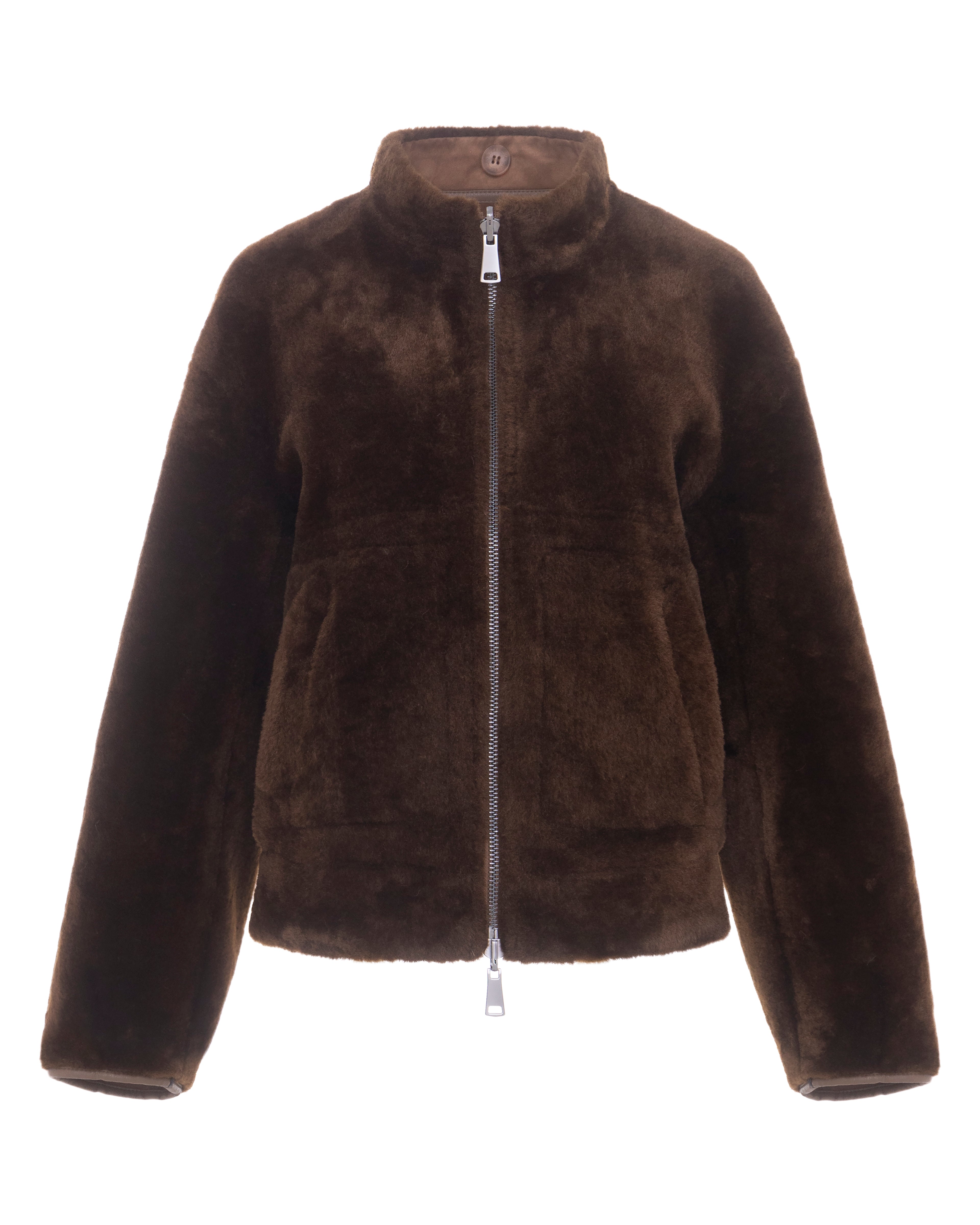 Merino Funnel Neck Bomber in Coffee/Espresso
