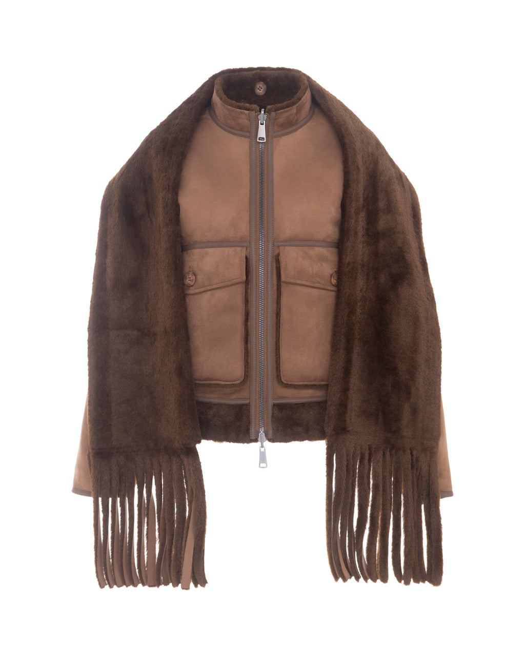 Merino Funnel Neck Bomber in Coffee/Espresso