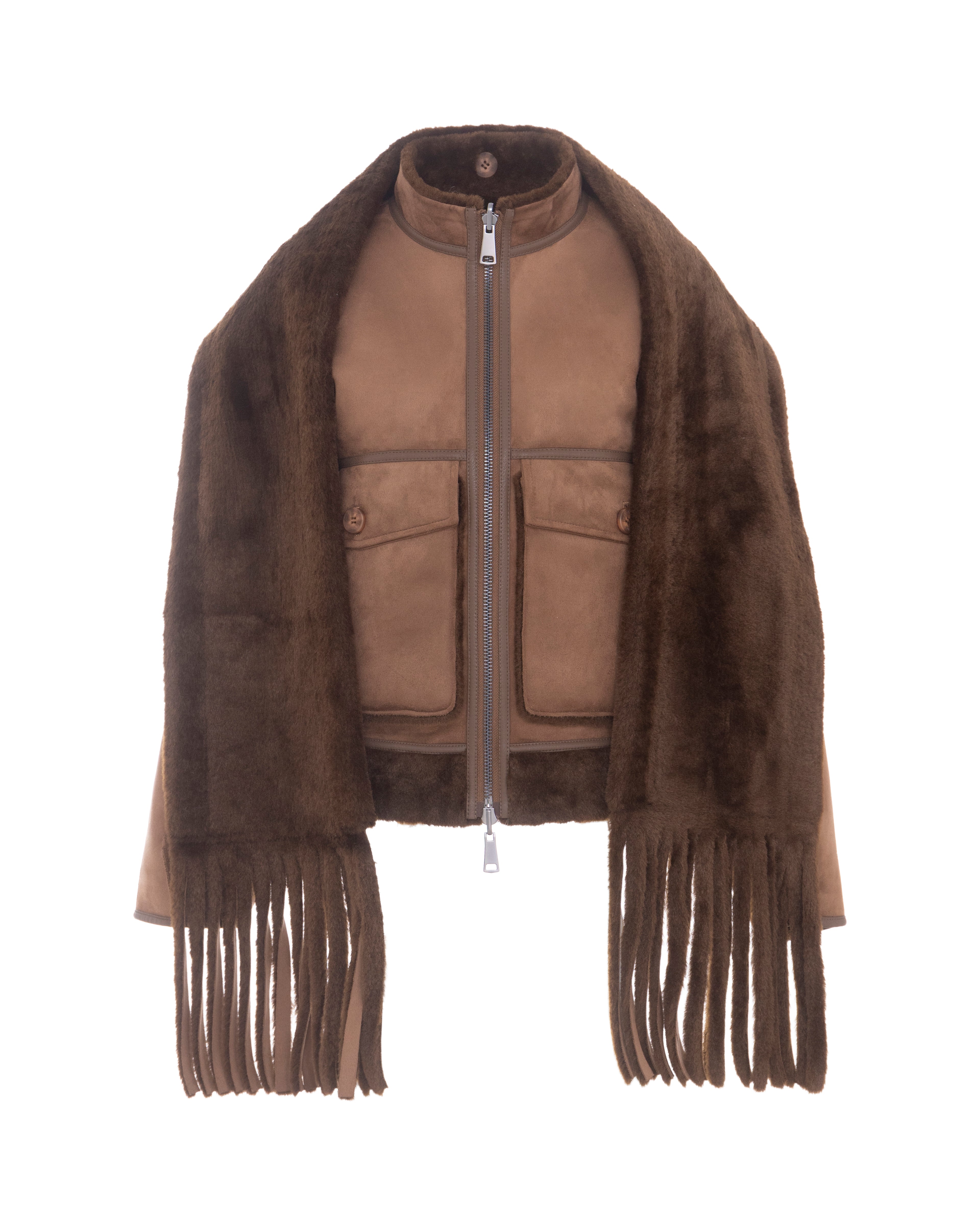 Merino Funnel Neck Bomber in Coffee/Espresso